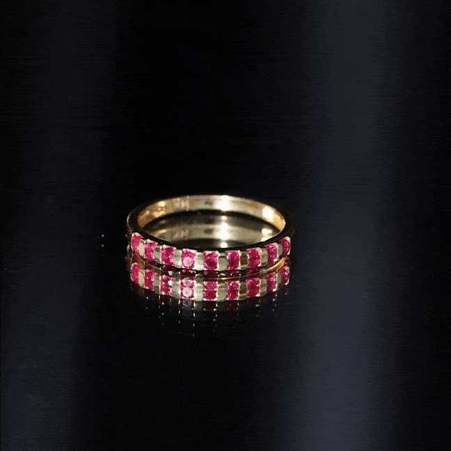 Ruby Semi Eternity Ring – Classic Bar Setting Gemstone Band by Rosec Jewels