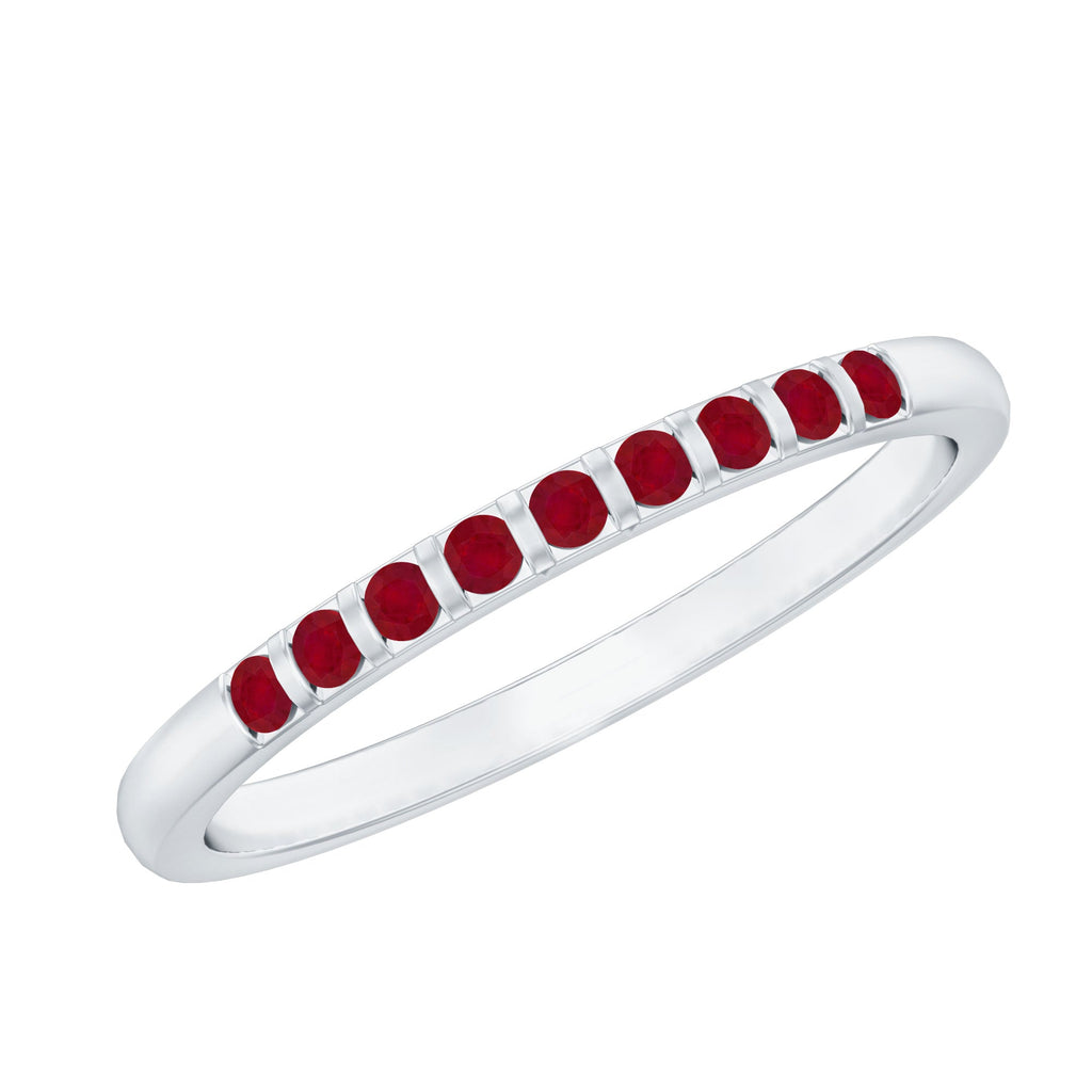 Ruby Semi Eternity Ring – Classic Bar Setting Gemstone Band by Rosec Jewels