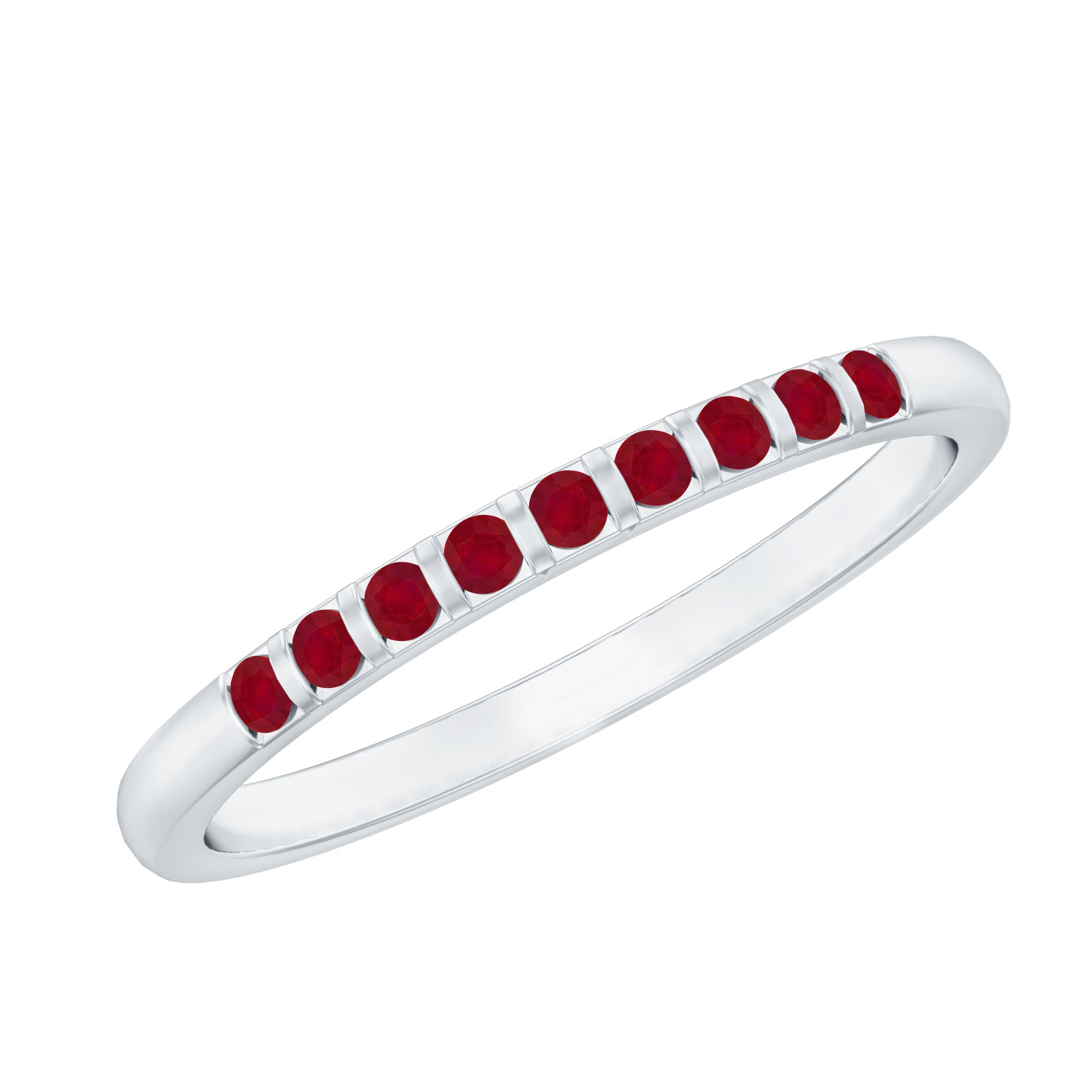 Ruby Semi Eternity Ring – Classic Bar Setting Gemstone Band by Rosec Jewels