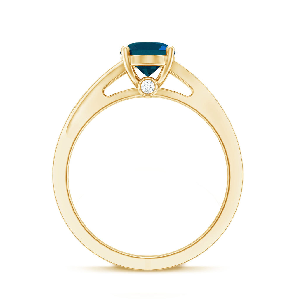1 Carat Oval Cut London Blue Topaz Engagement Ring with Diamond Split Shank