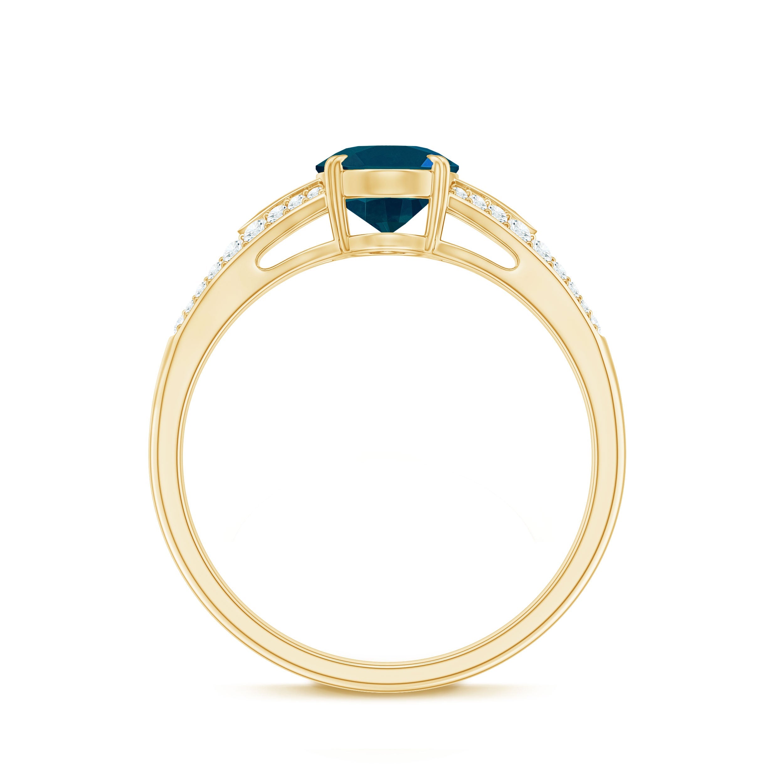 1 Carat Oval Cut London Blue Topaz Solitaire Engagement Ring with Diamond Split Shank