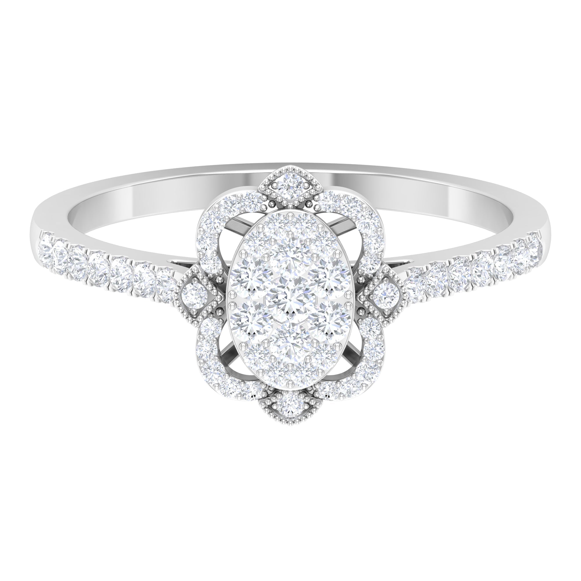 Illusion Set Diamond Vintage Looking Engagement Ring