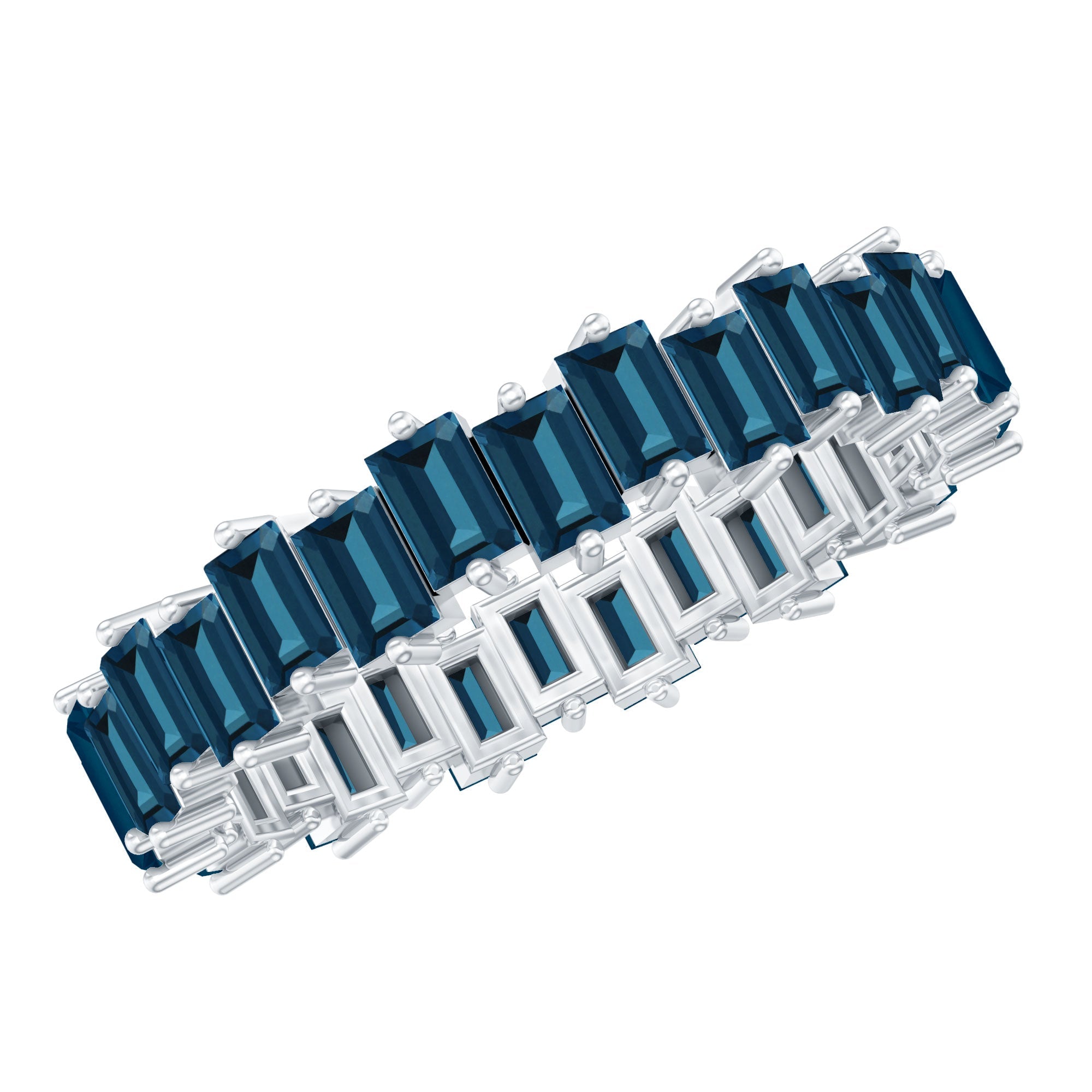 Baguette London Blue Topaz Zig Zag Wedding Ring