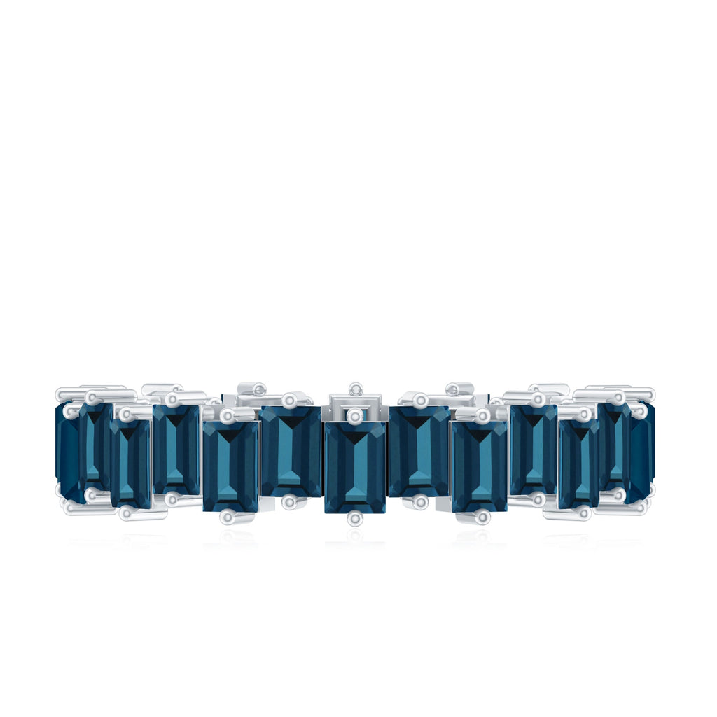 Baguette London Blue Topaz Zig Zag Wedding Ring
