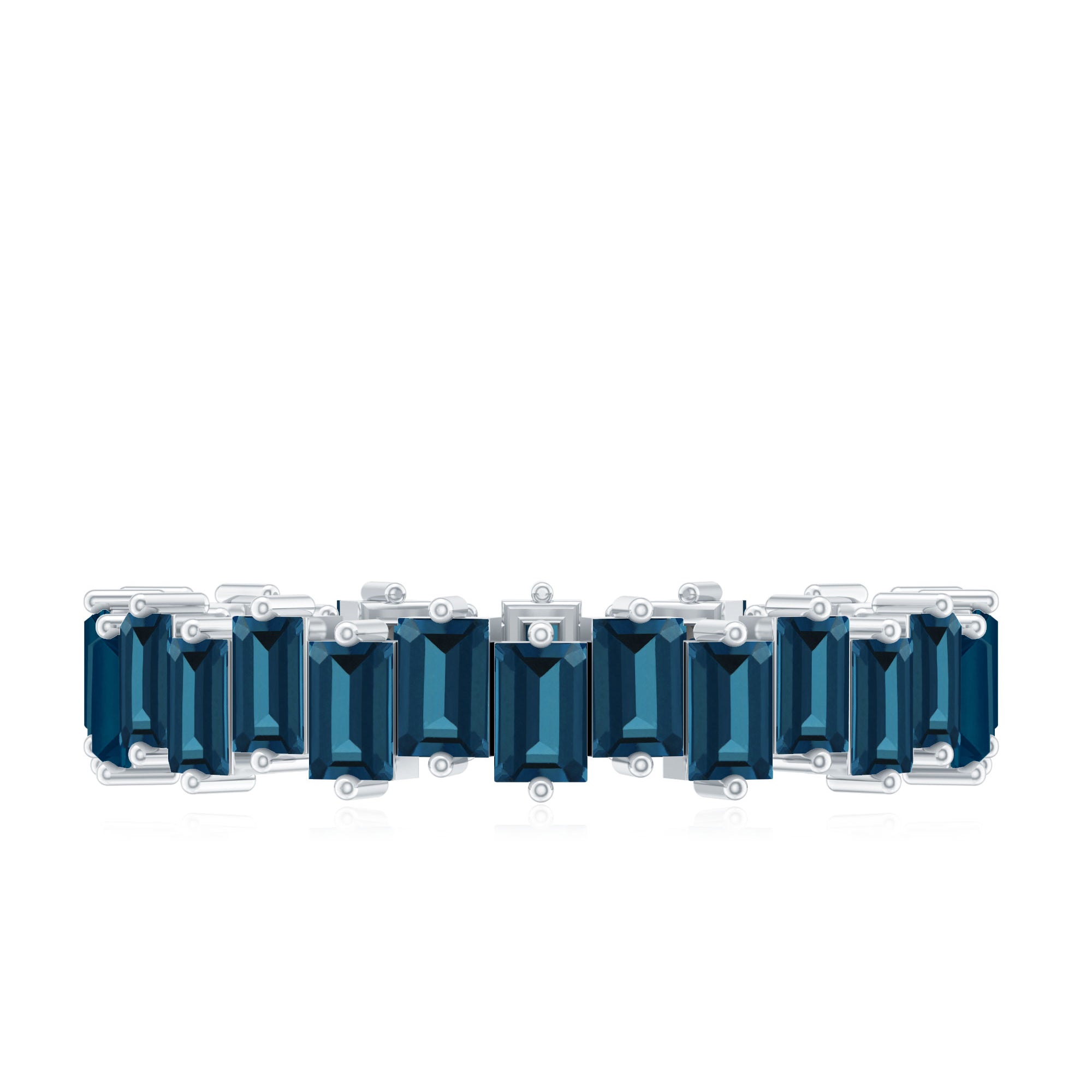 Baguette London Blue Topaz Zig Zag Wedding Ring