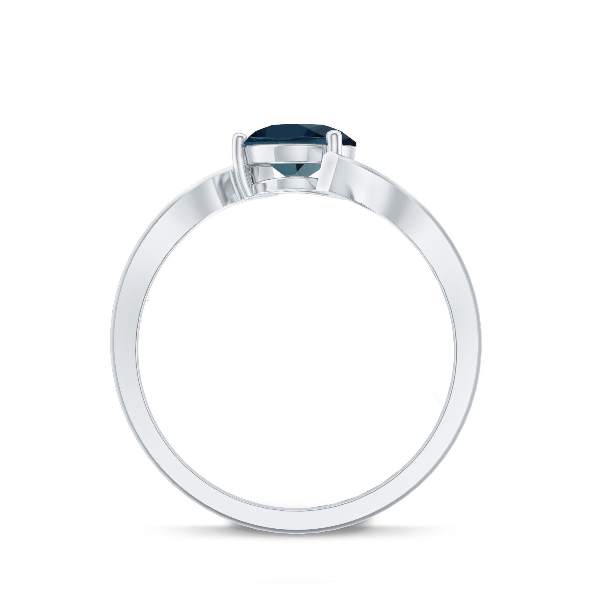 1 Carat Pear Shape London Blue Topaz Solitaire Ring with Bypass Shank