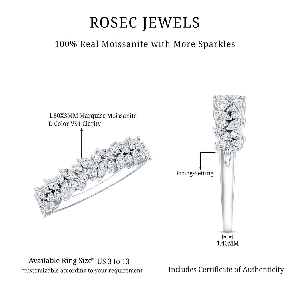 Marquise and Round Moissanite Half Eternity Ring
