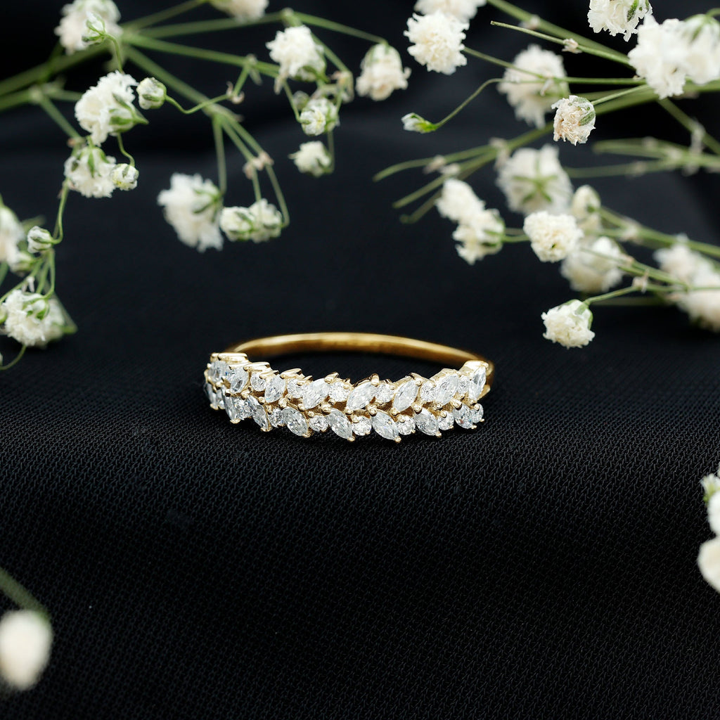Marquise and Round Moissanite Half Eternity Ring