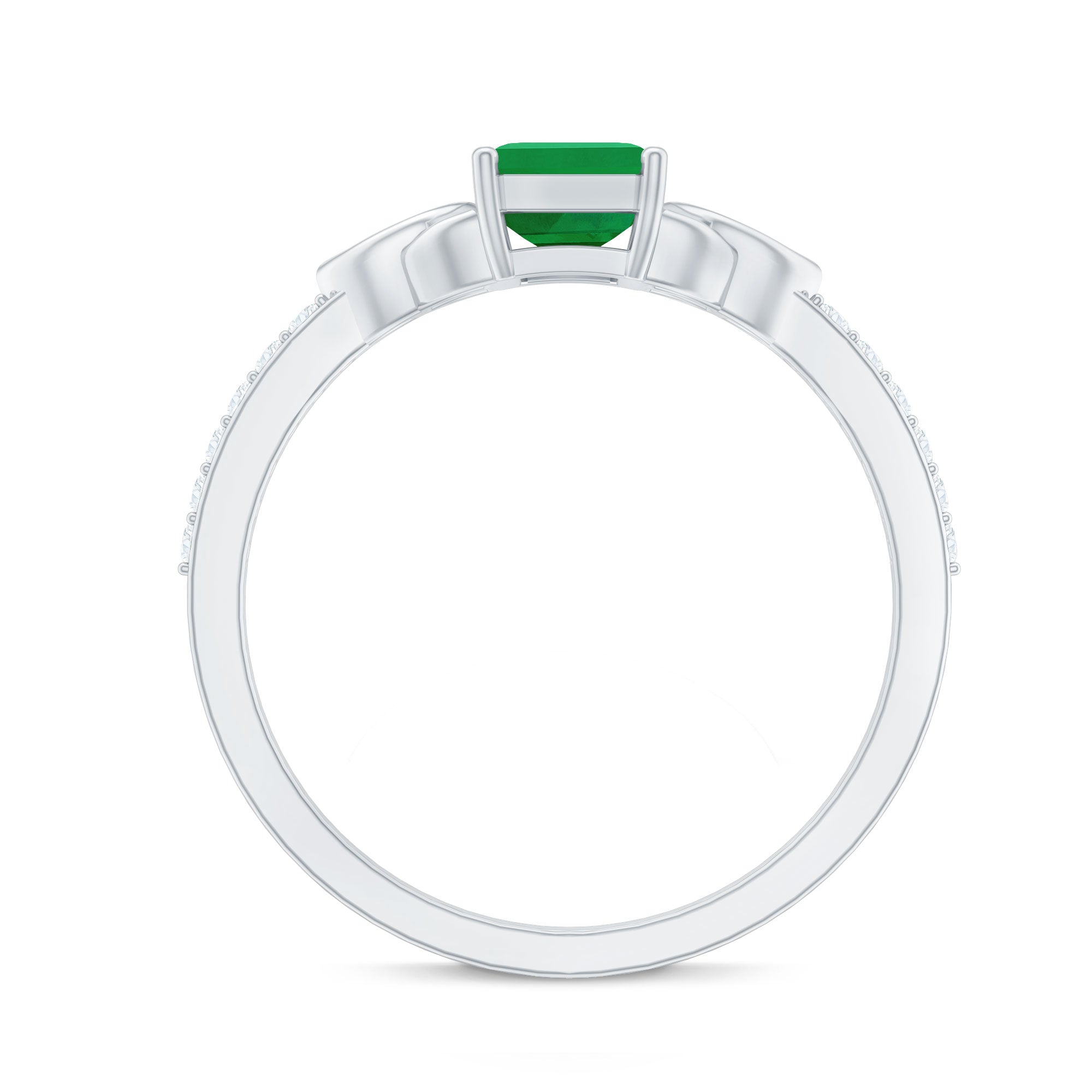 Emerald Diamond Engagement Ring – 5X7 mm Emerald Cut, Celtic Knot Solitaire Design