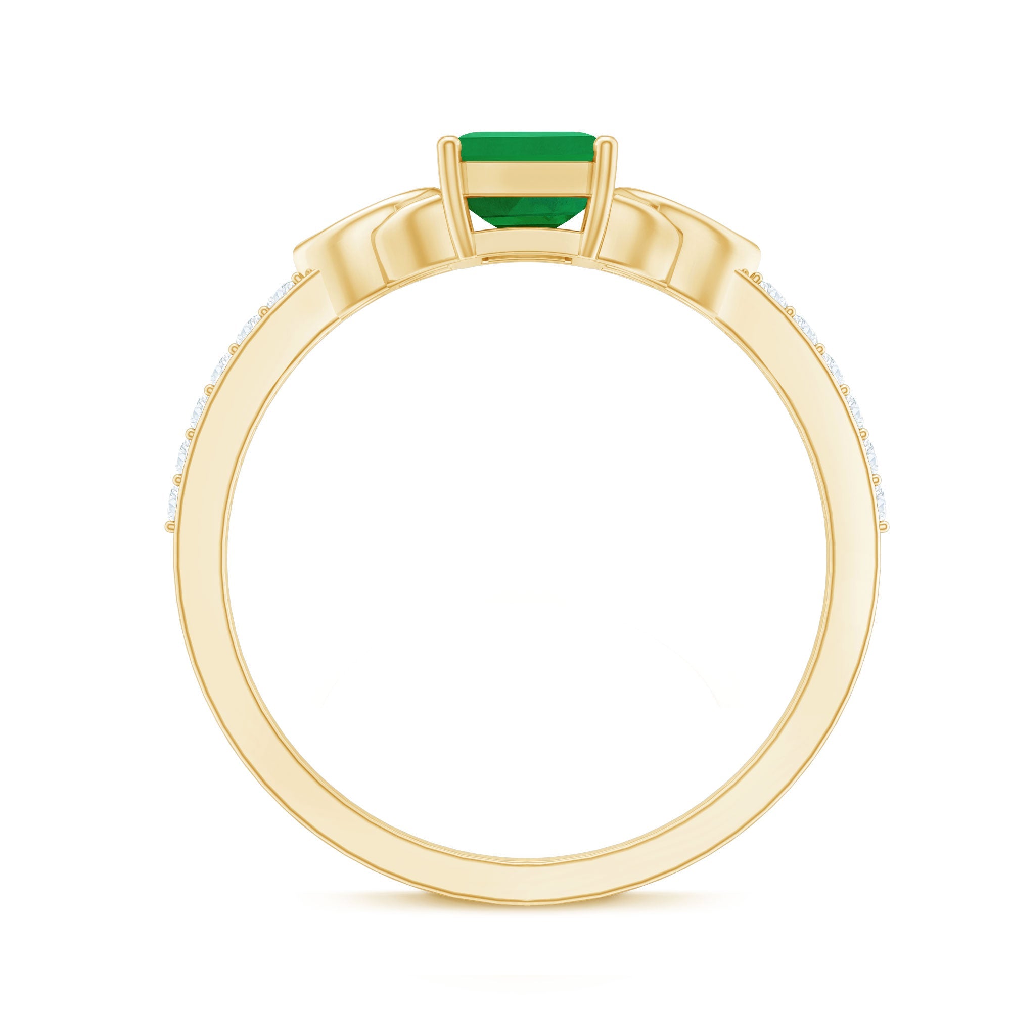 Emerald Diamond Engagement Ring – 5X7 mm Emerald Cut, Celtic Knot Solitaire Design