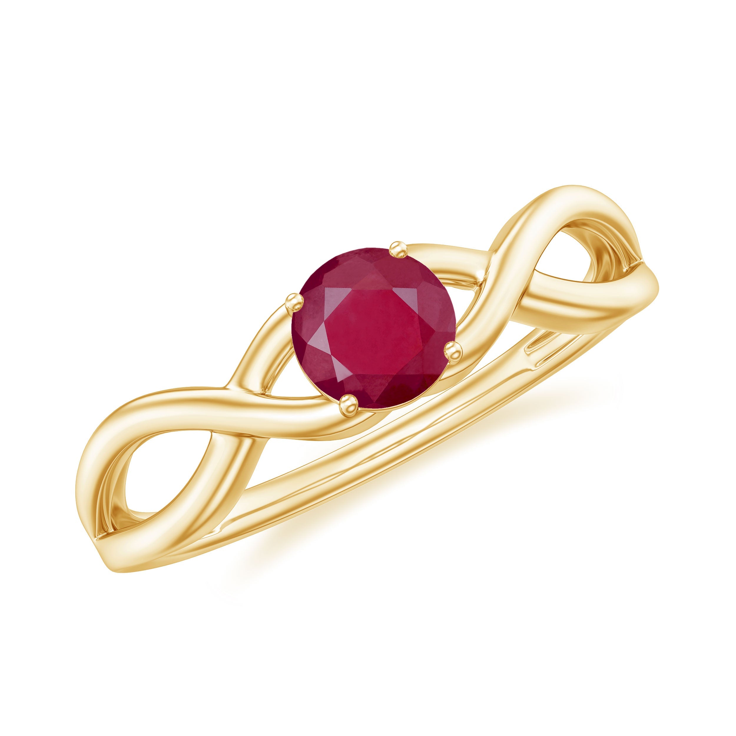 Ruby Promise Ring – Natural 0.6 Carat AAA Quality Red Gemstone With Crossover Shank