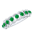 Emerald Half Eternity Band – Braided Wedding Band With Natural Emerald Stones