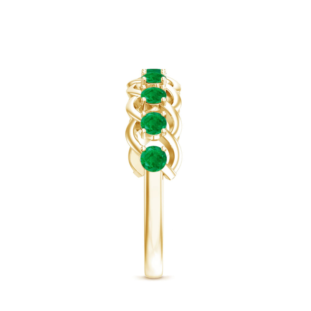 Emerald Half Eternity Band – Braided Wedding Band With Natural Emerald Stones