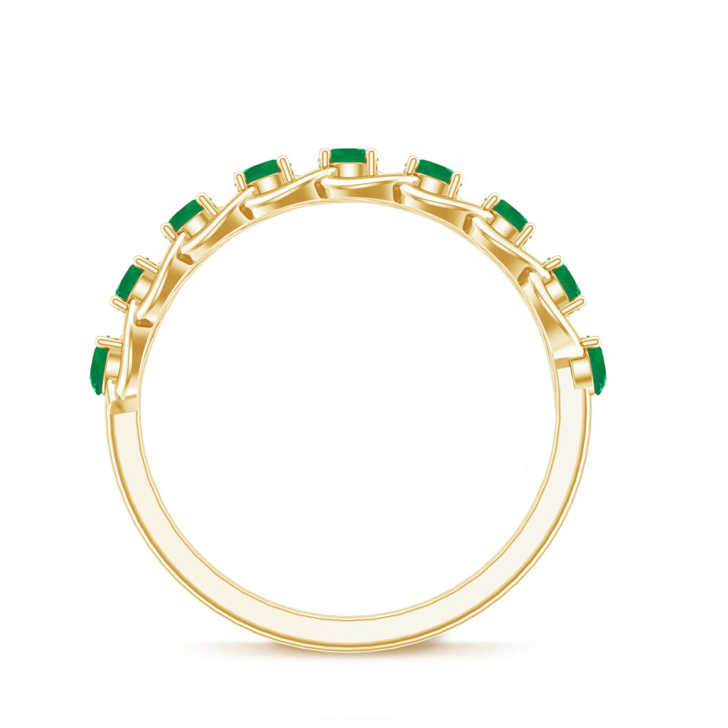 Emerald Half Eternity Band – Braided Wedding Band With Natural Emerald Stones