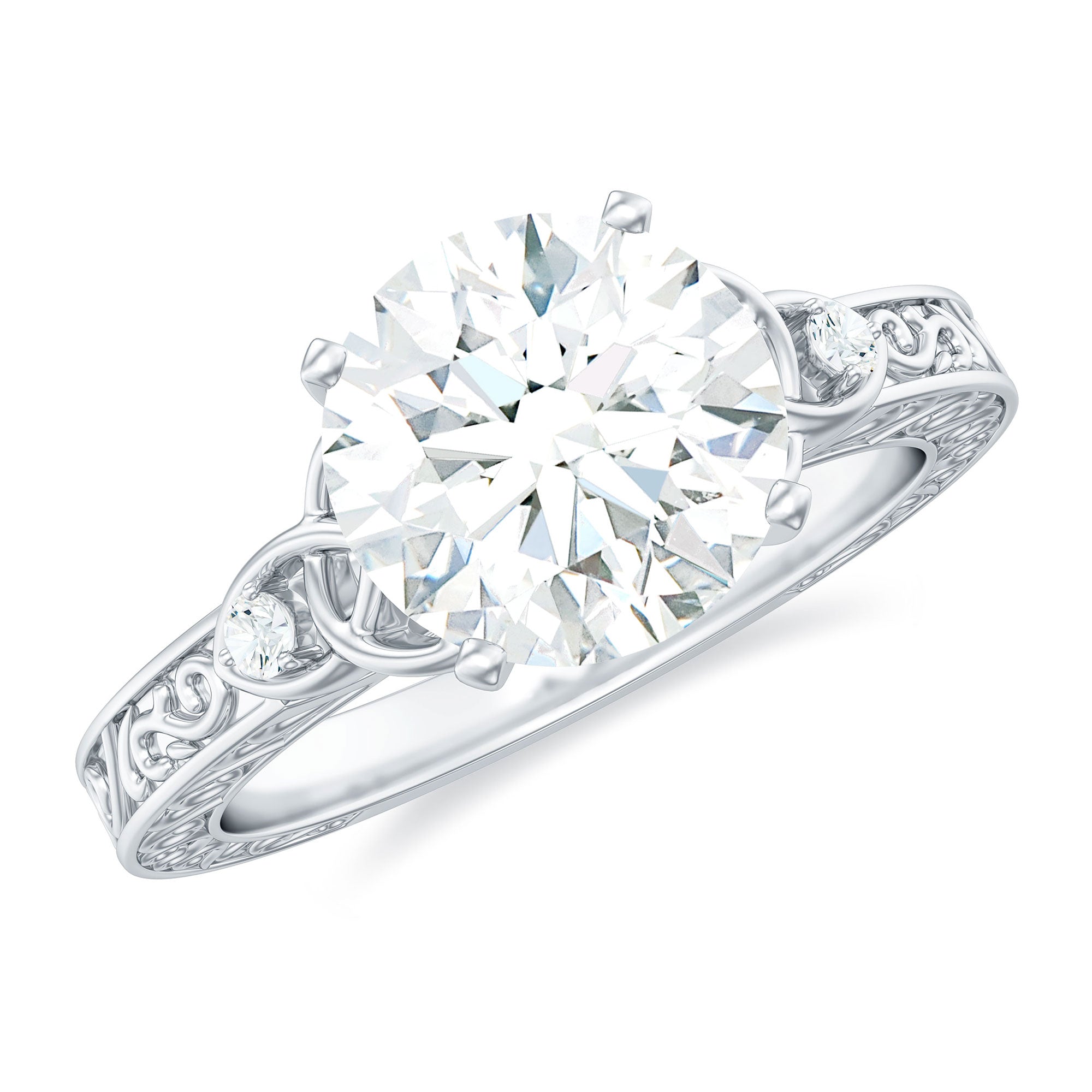 Moissanite Celtic Engagement Ring – Vintage Round Brilliant Cut Solitaire With Celtic Knot