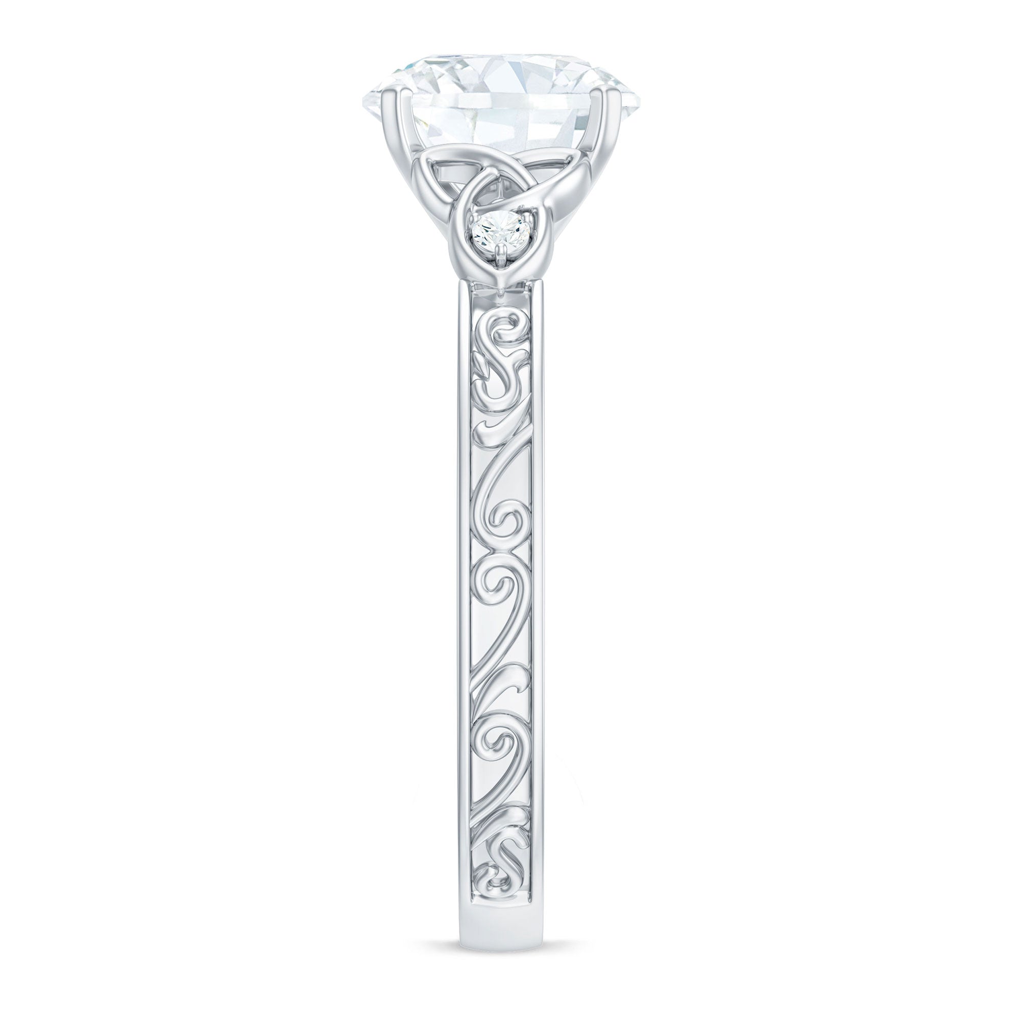Moissanite Celtic Engagement Ring – Vintage Round Brilliant Cut Solitaire With Celtic Knot