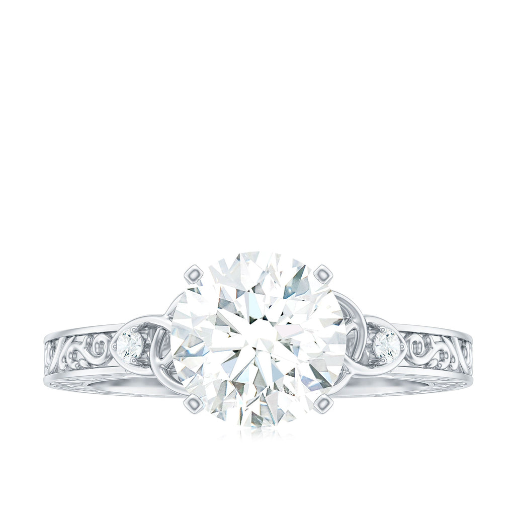 Moissanite Celtic Engagement Ring – Vintage Round Brilliant Cut Solitaire With Celtic Knot