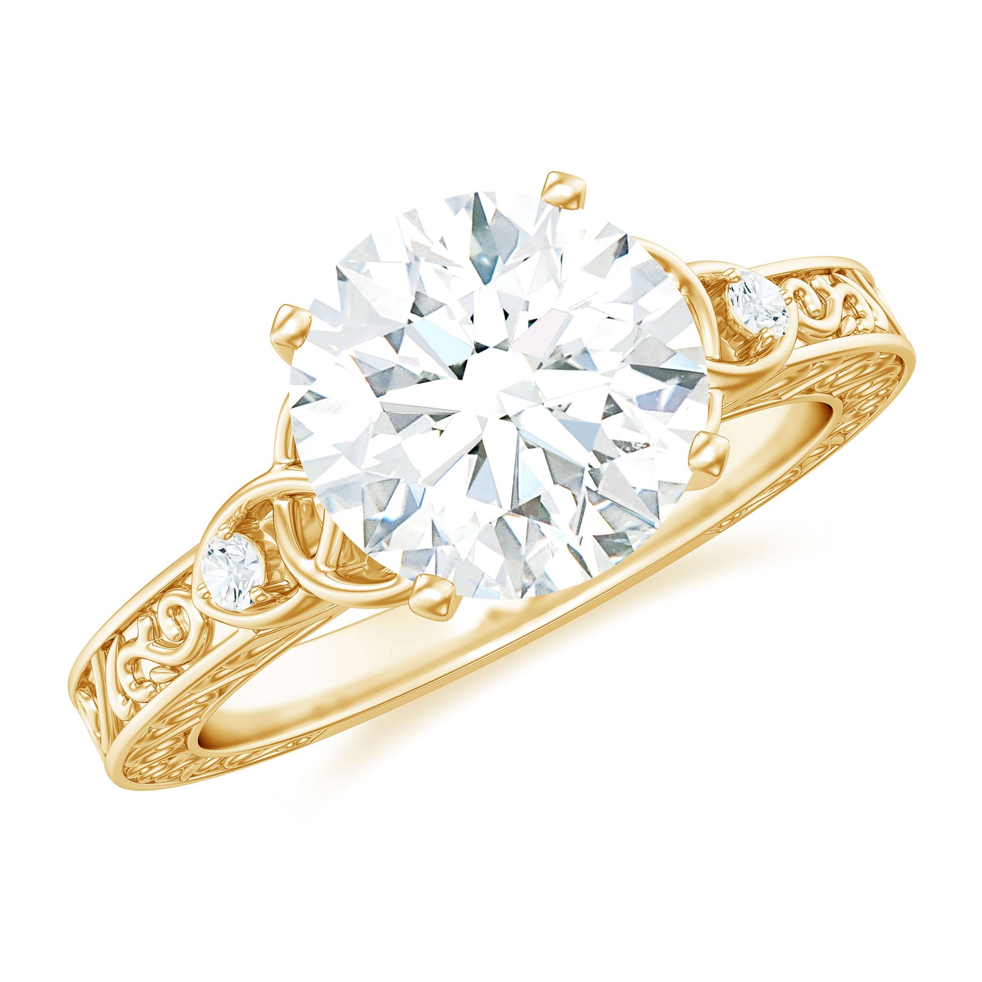 Moissanite Celtic Engagement Ring – Vintage Round Brilliant Cut Solitaire With Celtic Knot