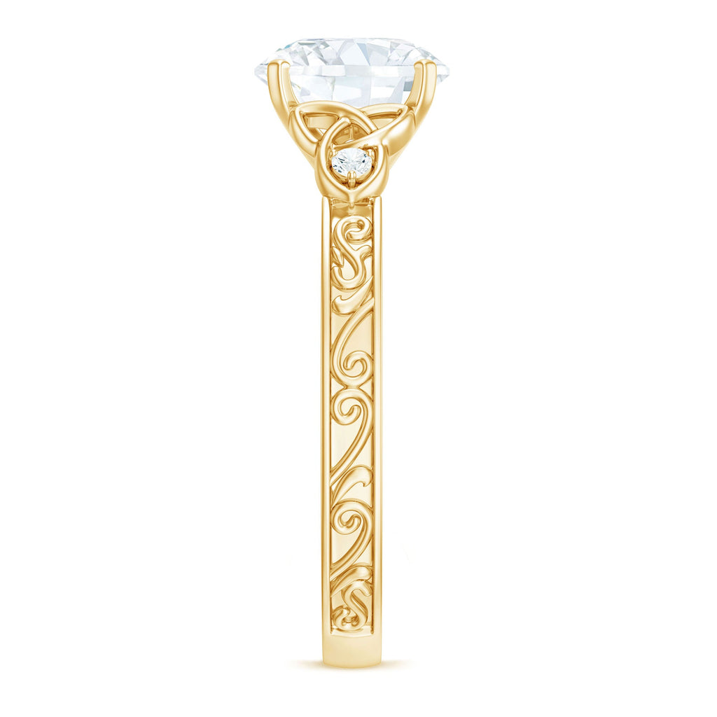 Moissanite Celtic Engagement Ring – Vintage Round Brilliant Cut Solitaire With Celtic Knot