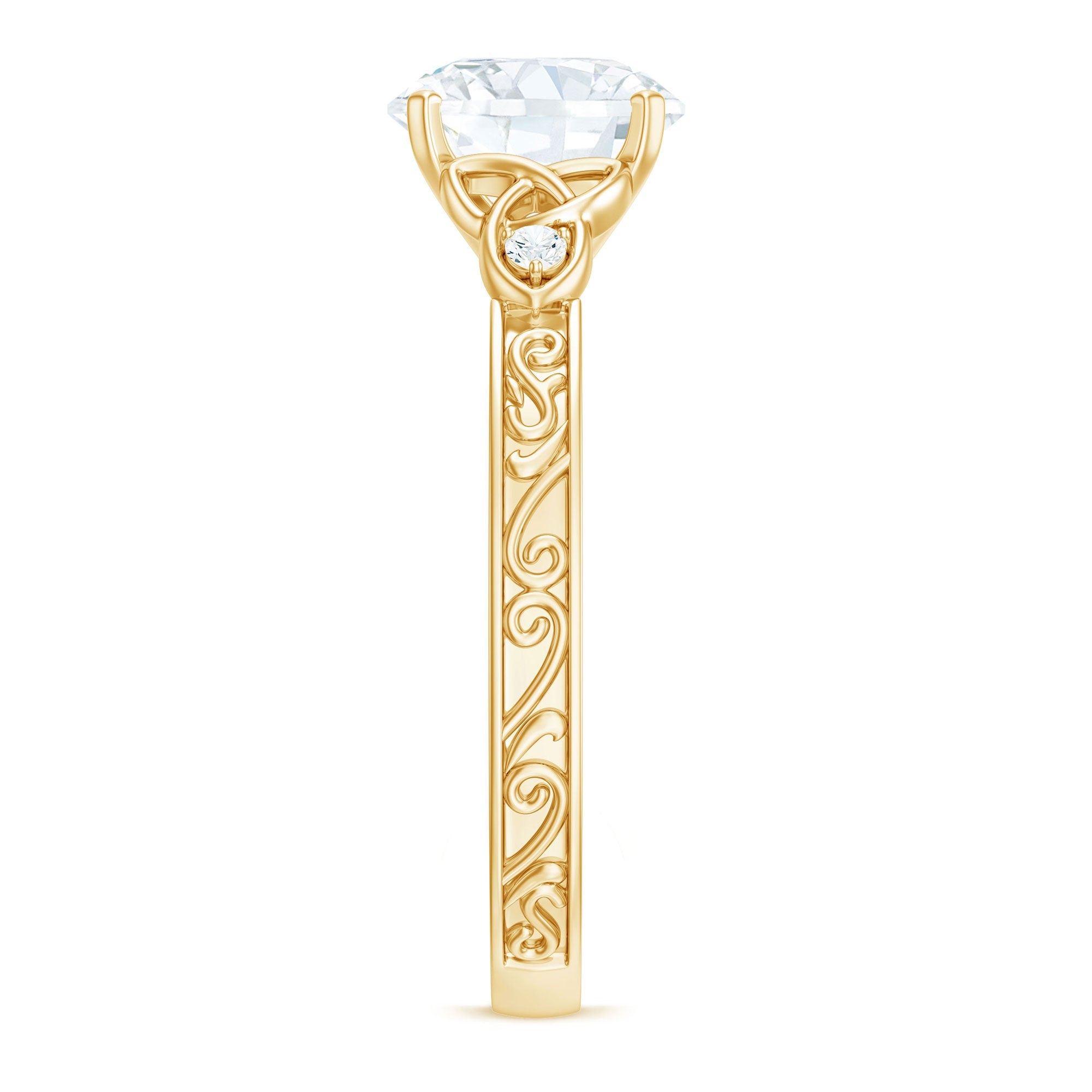 Moissanite Celtic Engagement Ring – Vintage Round Brilliant Cut Solitaire With Celtic Knot