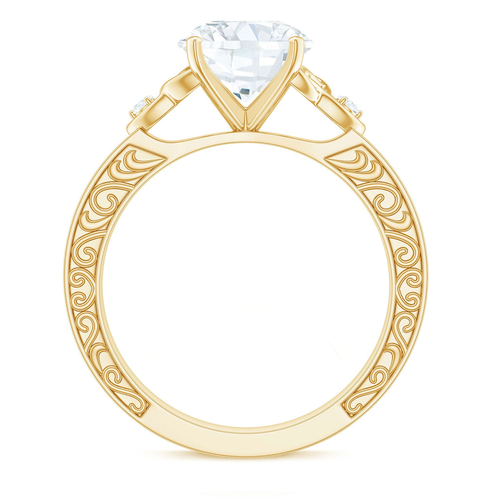 Moissanite Celtic Engagement Ring – Vintage Round Brilliant Cut Solitaire With Celtic Knot