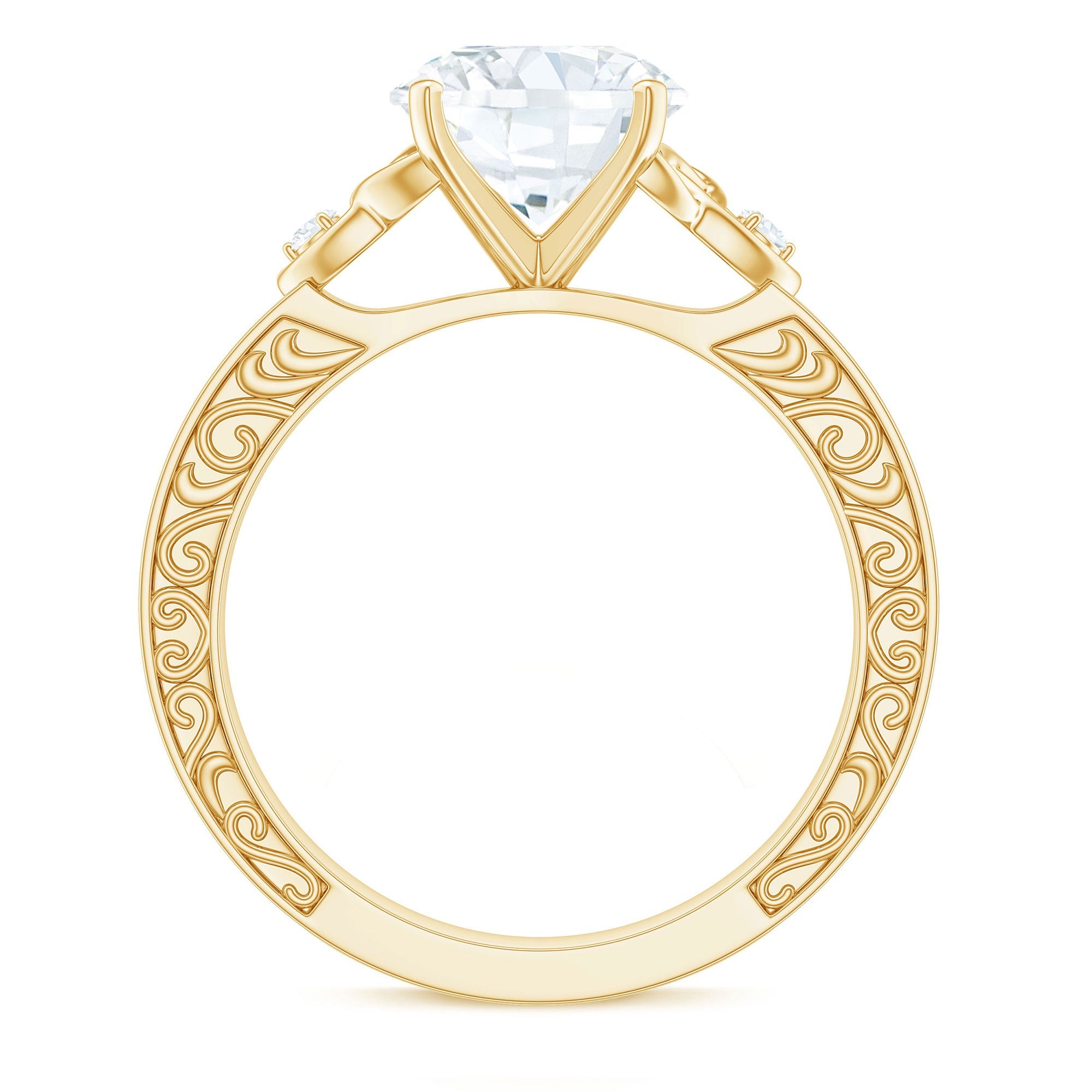 Moissanite Celtic Engagement Ring – Vintage Round Brilliant Cut Solitaire With Celtic Knot