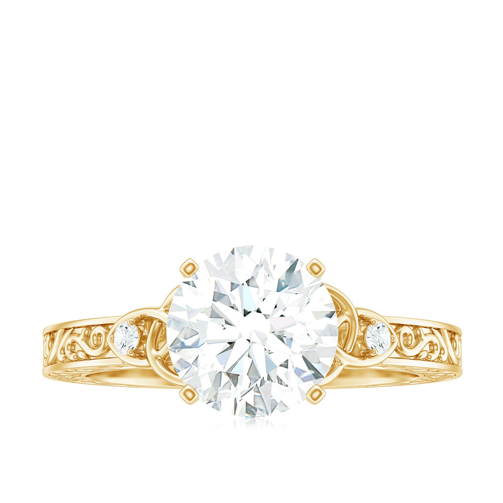 Moissanite Celtic Engagement Ring – Vintage Round Brilliant Cut Solitaire With Celtic Knot