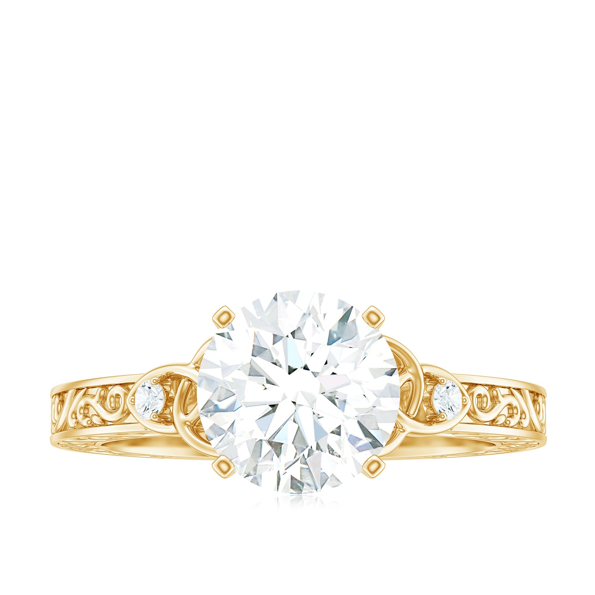Moissanite Celtic Engagement Ring – Vintage Round Brilliant Cut Solitaire With Celtic Knot