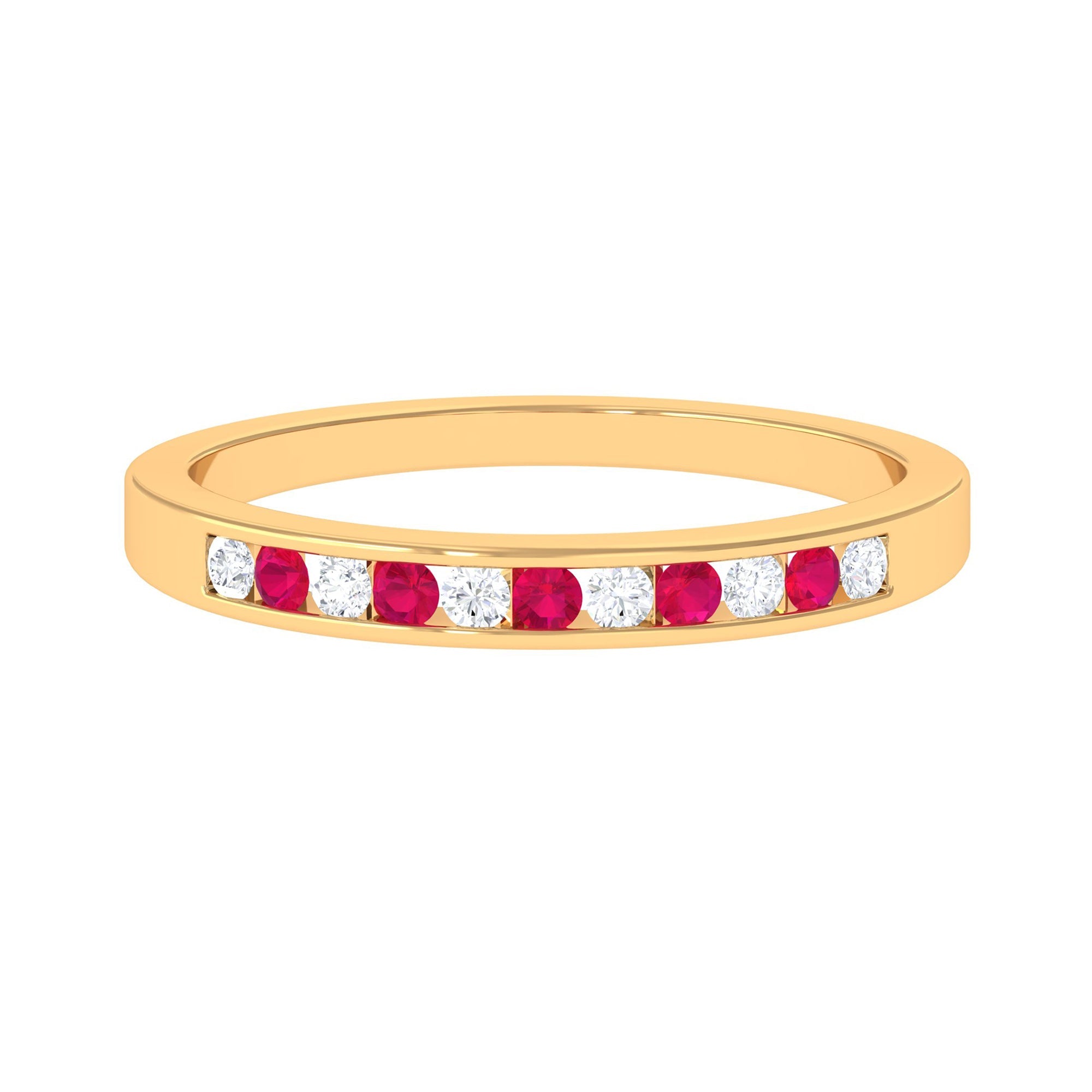 Ruby Diamond Ring – Minimal Channel Set Stackable Rings with AAA Quality Ruby