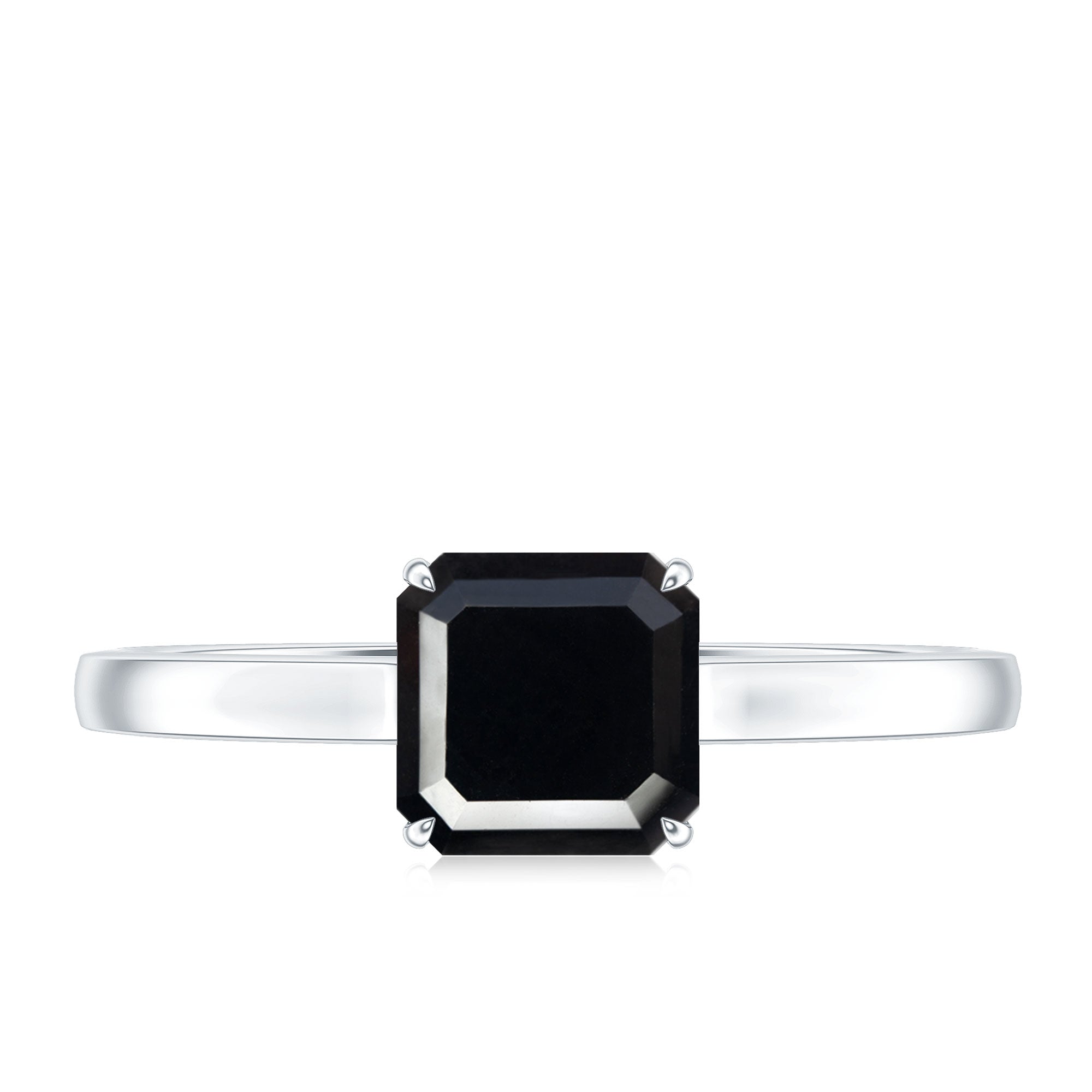 Princess Cut Black Onyx Solitaire Engagement Ring for Her