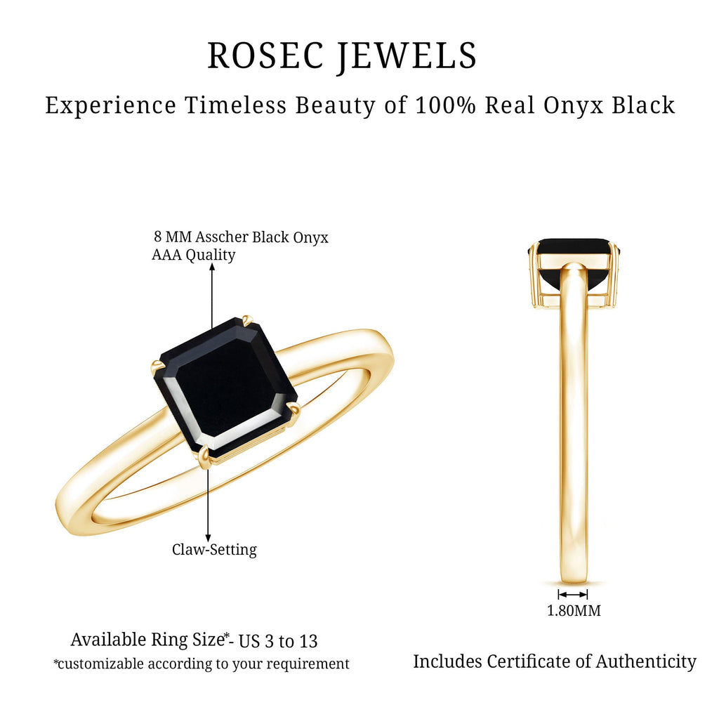 Princess Cut Black Onyx Solitaire Engagement Ring for Her