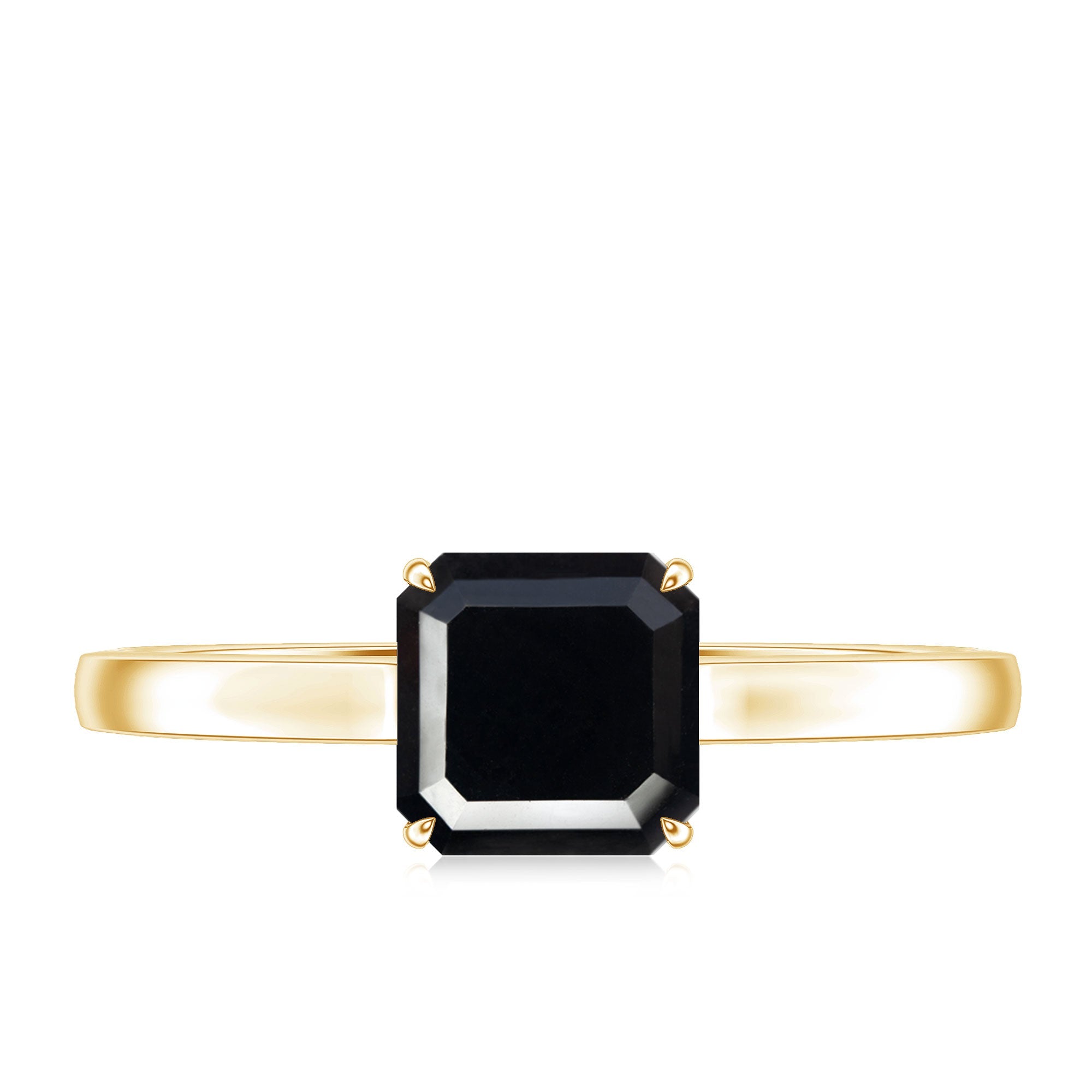 Princess Cut Black Onyx Solitaire Engagement Ring for Her