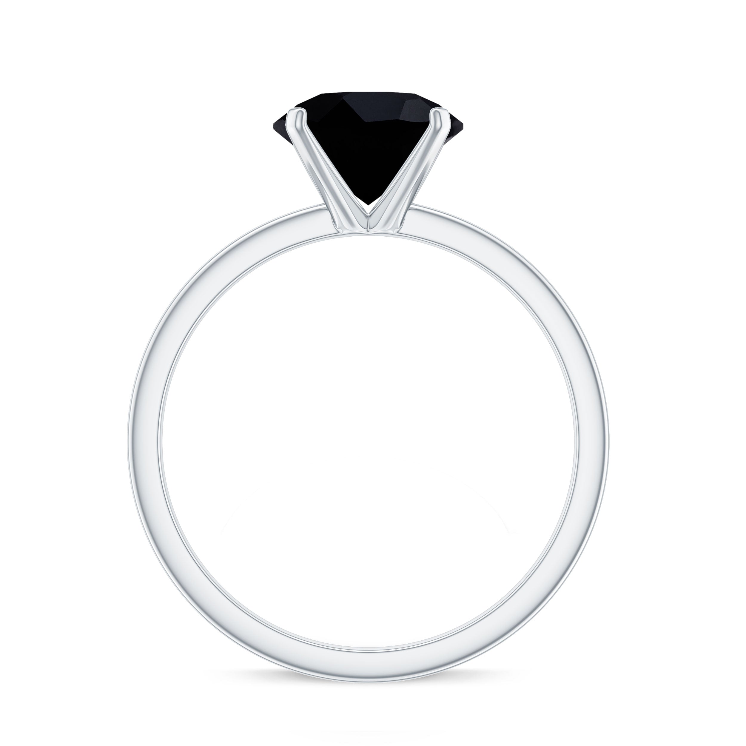 Certified Real 2.6 Carat Black Spinel Solitaire Engagement Ring