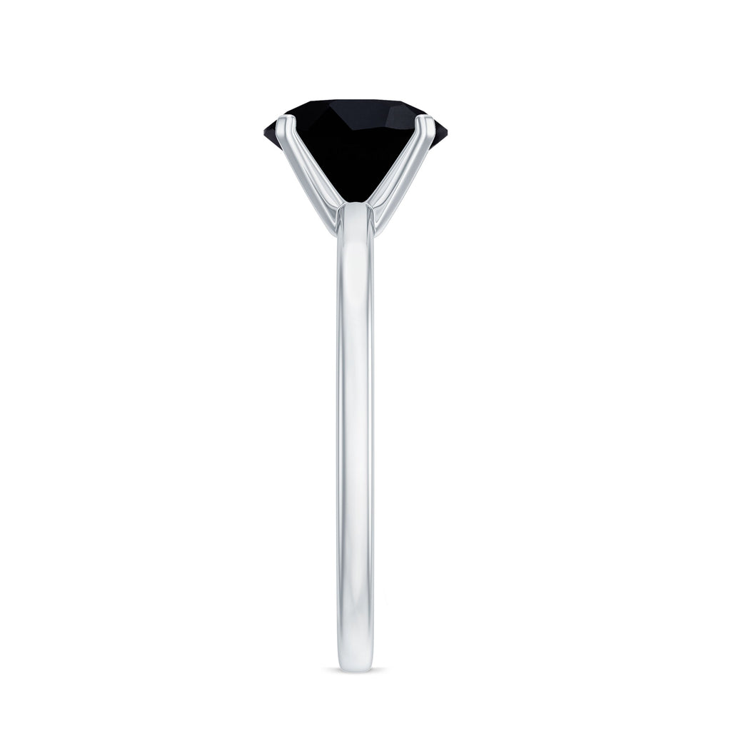 Certified Real 2.6 Carat Black Spinel Solitaire Engagement Ring