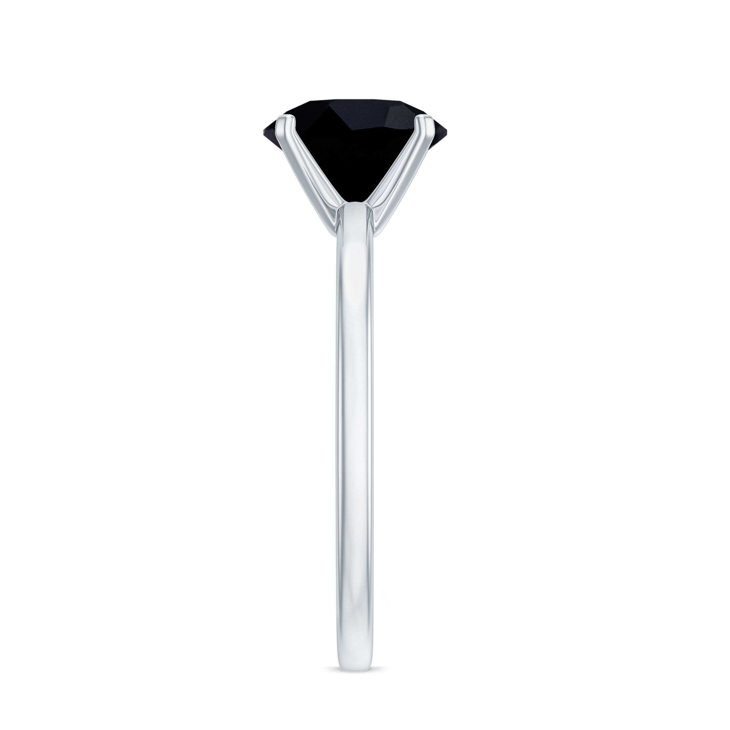Certified Real 2.6 Carat Black Spinel Solitaire Engagement Ring