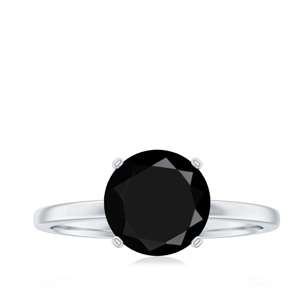 Certified Real 2.6 Carat Black Spinel Solitaire Engagement Ring