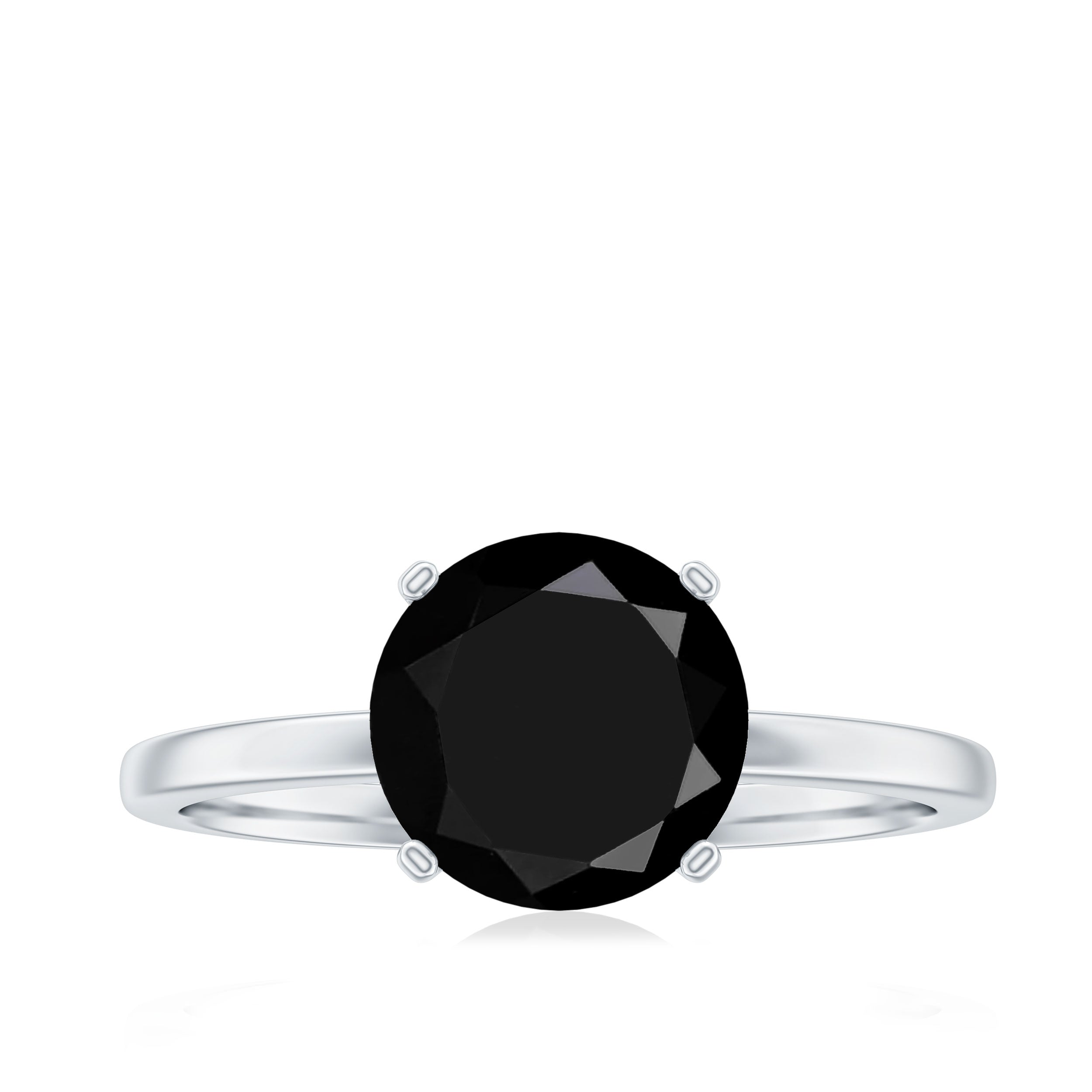 Certified Real 2.6 Carat Black Spinel Solitaire Engagement Ring