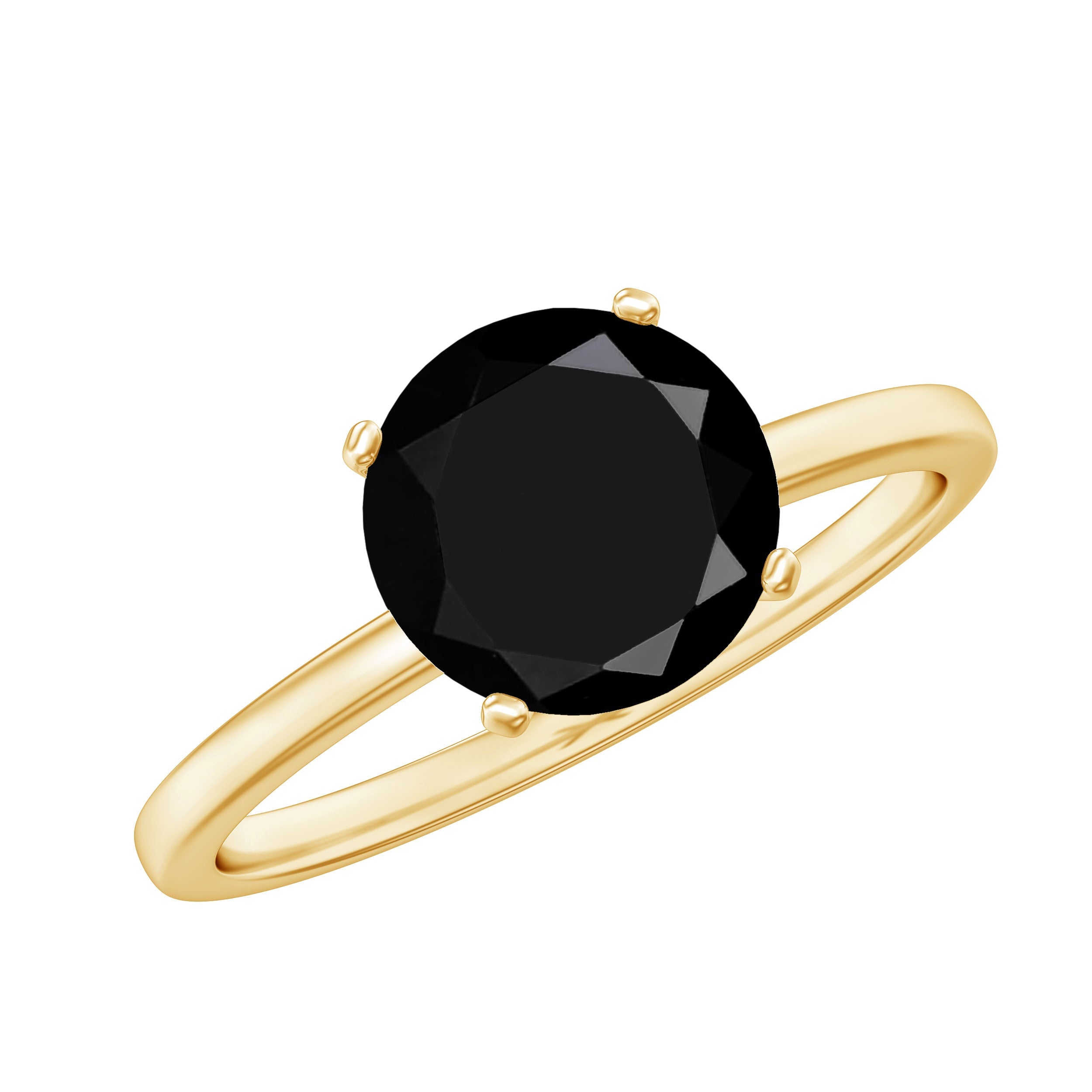 Certified Real 2.6 Carat Black Spinel Solitaire Engagement Ring
