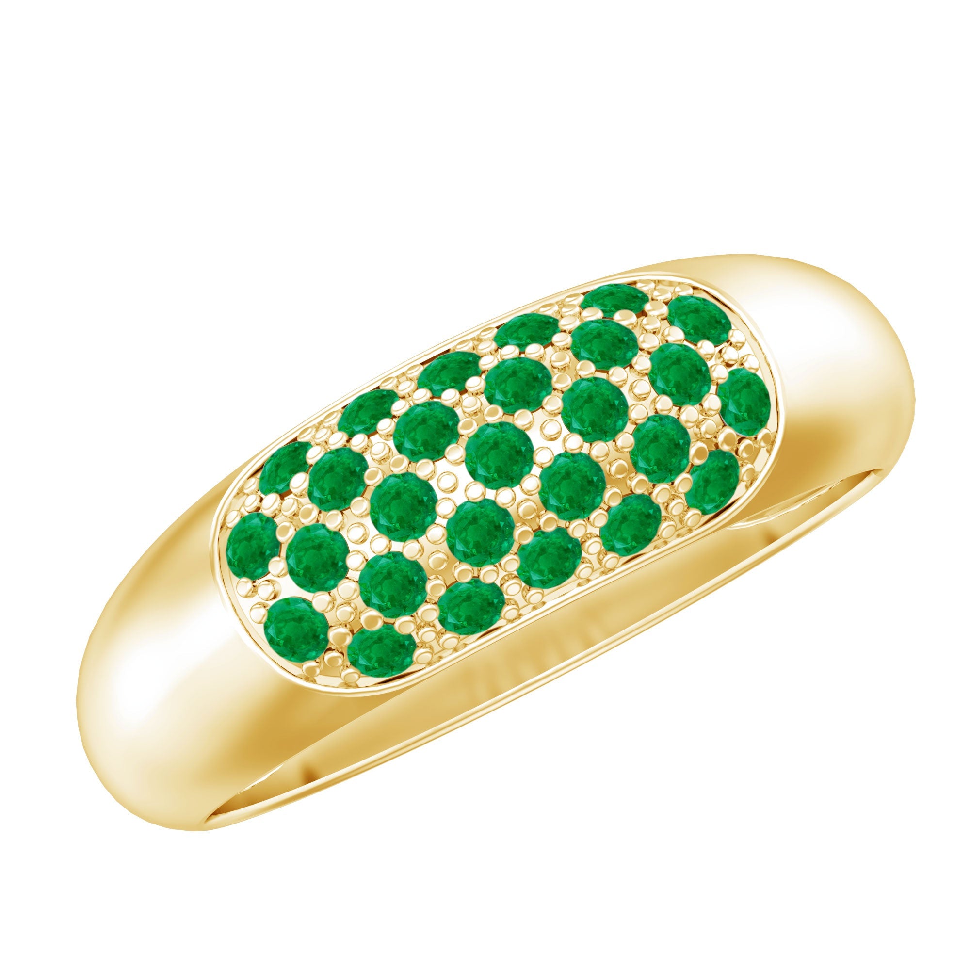 Emerald Thick Band Ring – Wide Band Ring with AAA Quality Emerald Stones