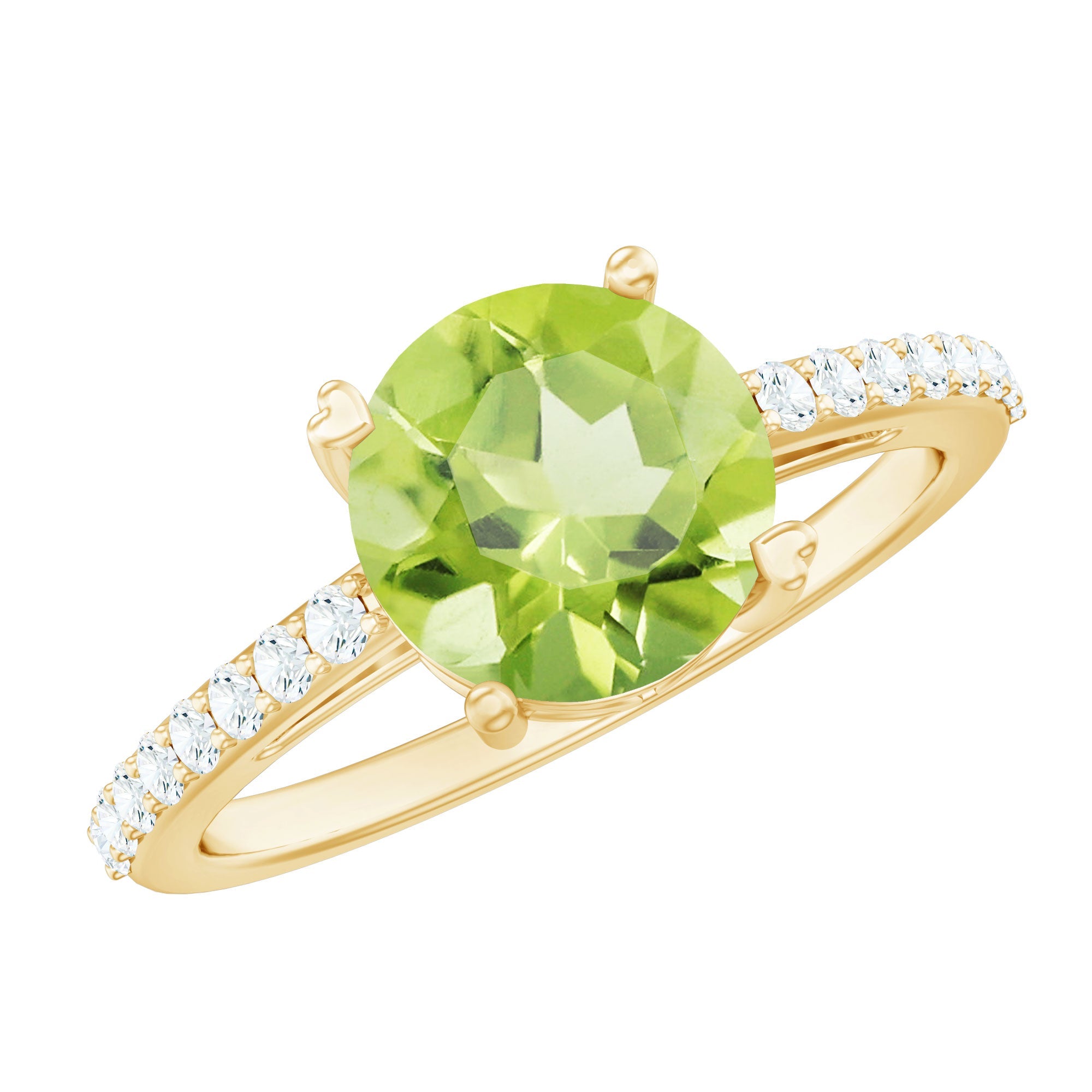 Peridot Engagement Ring – 2 Carat Natural Peridot with Diamond Accent Ring