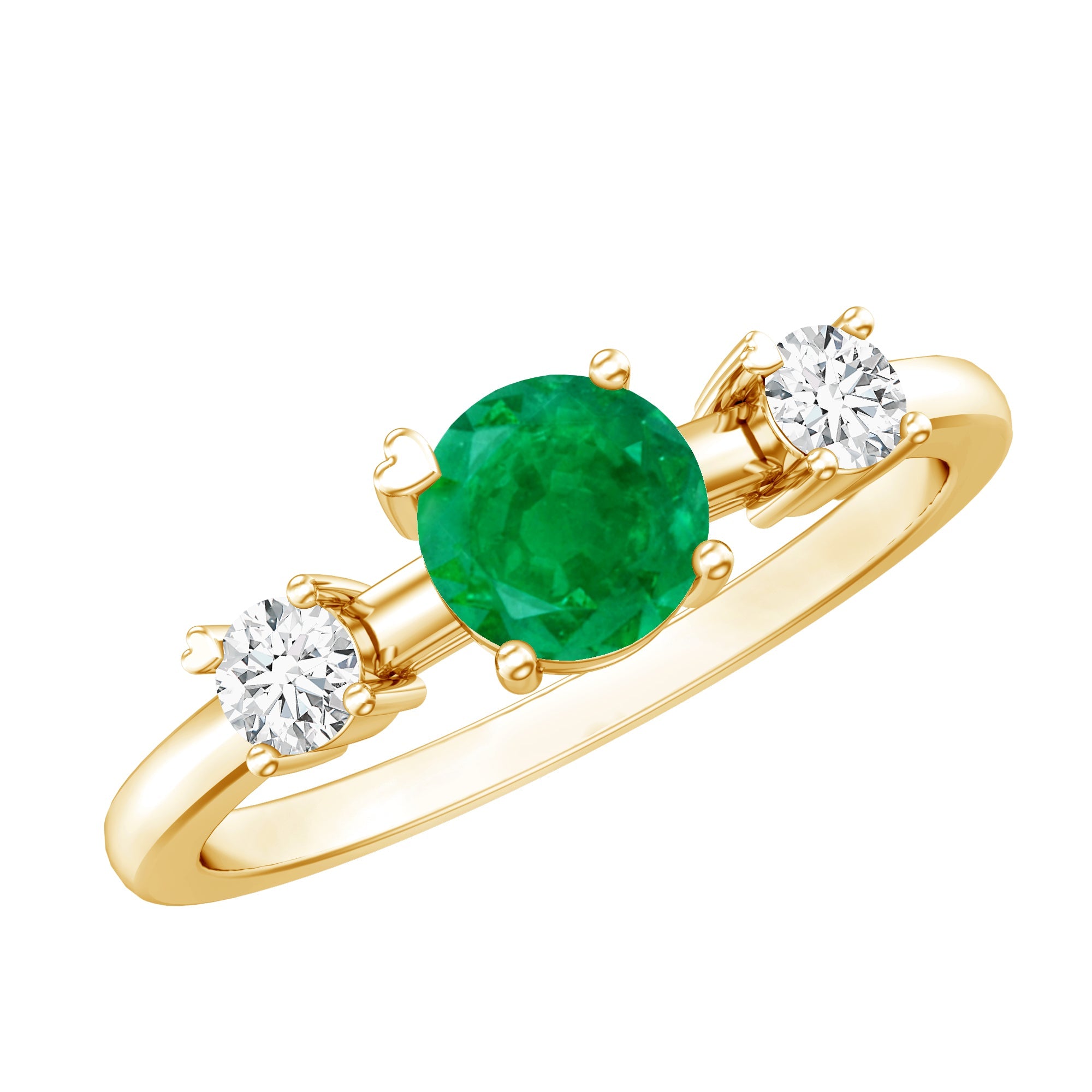 Emerald Promise Ring – Classic Three Stone Design With Diamond Accent