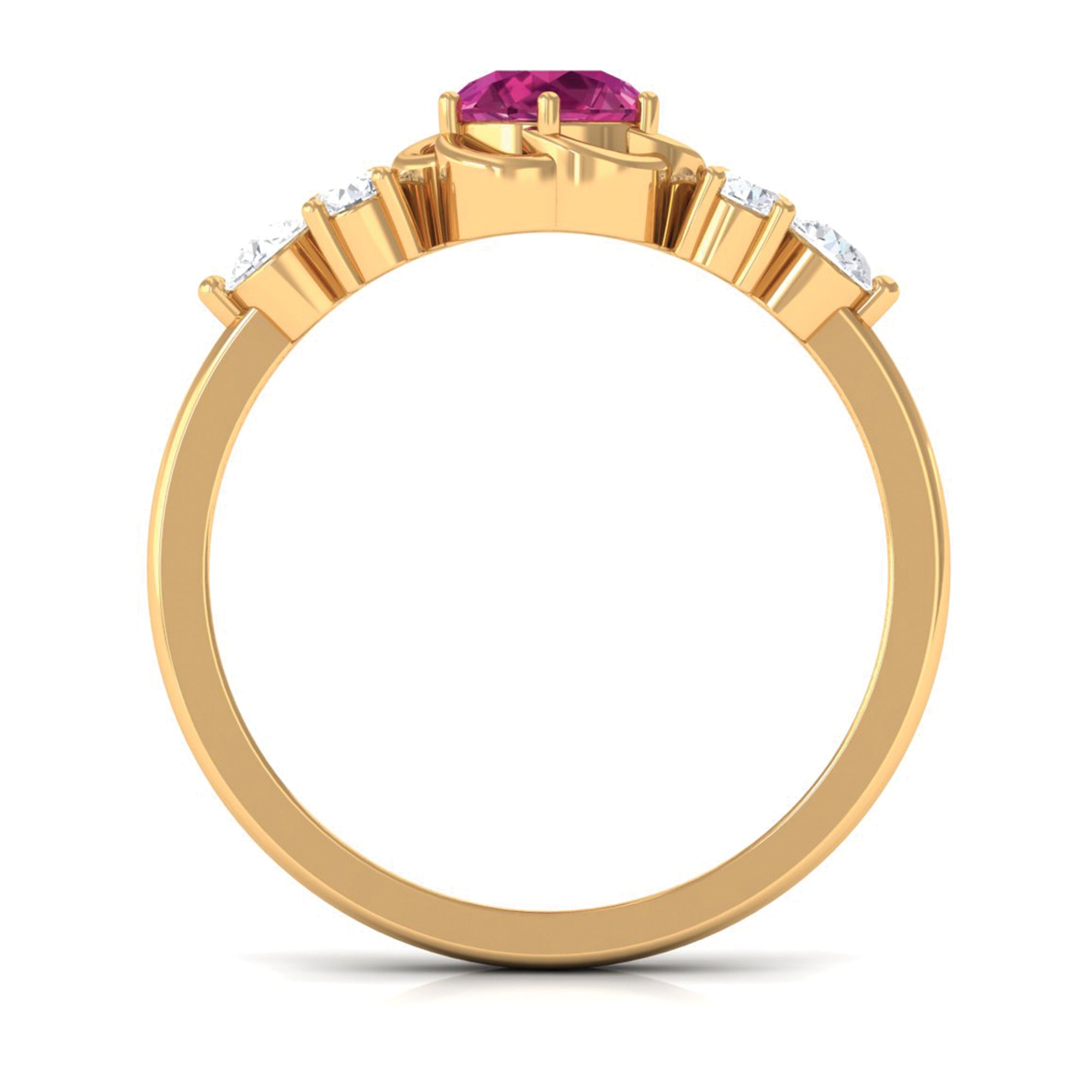 Pink Tourmaline Ring – Floral Gemstone Diamond Accent | Sterling Silver & Gold