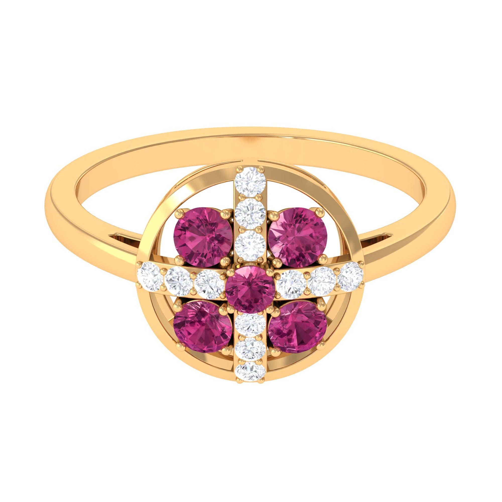 Pink Tourmaline Ring – Contemporary Gemstone Ring with Sparkling Diamond Accent