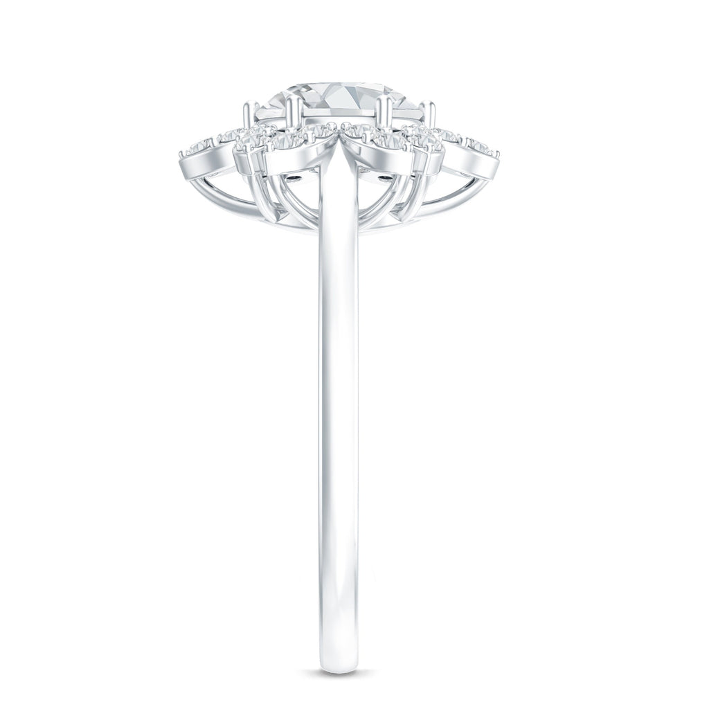 Moissanite Flower Halo Ring – Certified Sparkling Engagement Jewelry for Women