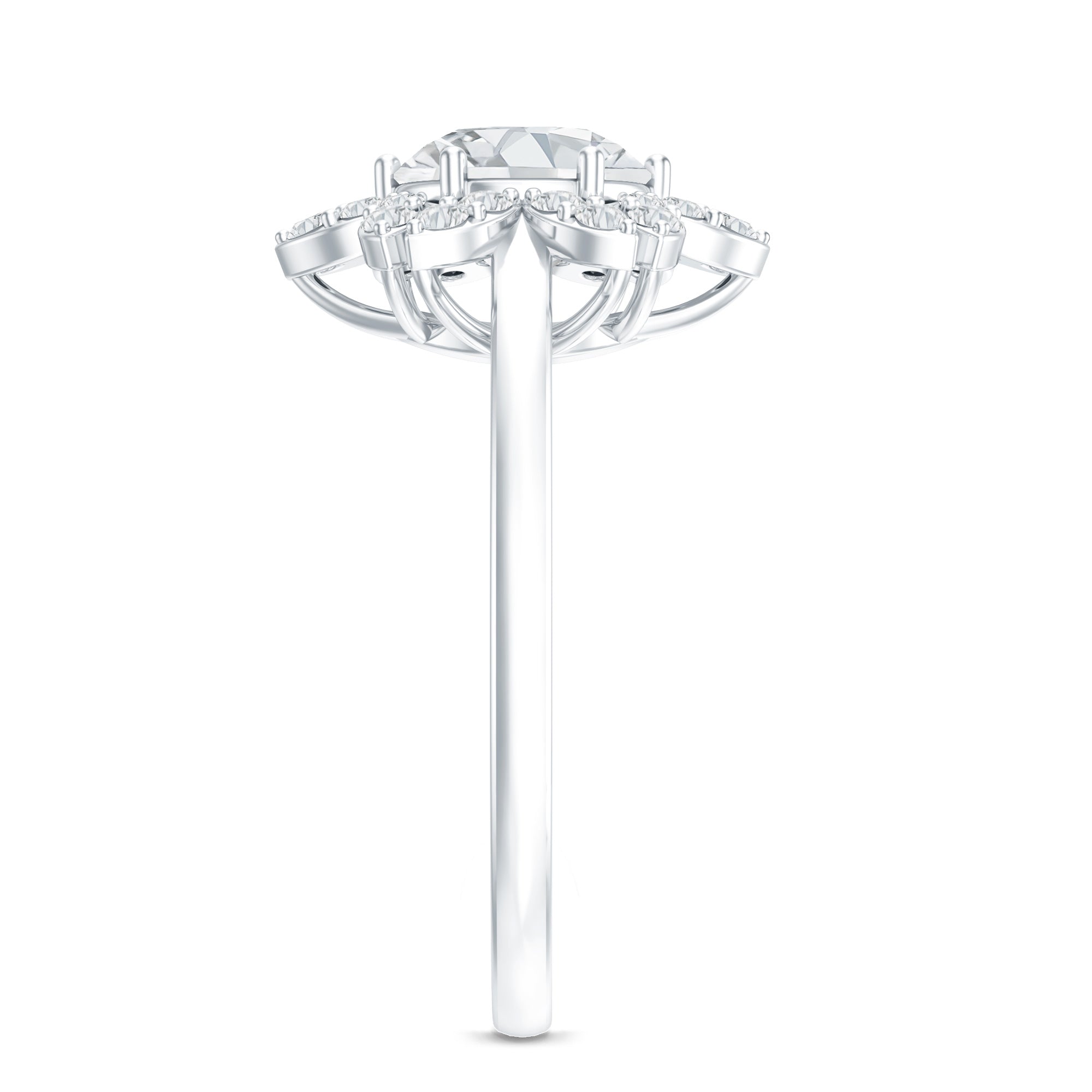 Moissanite Flower Halo Ring – Certified Sparkling Engagement Jewelry for Women