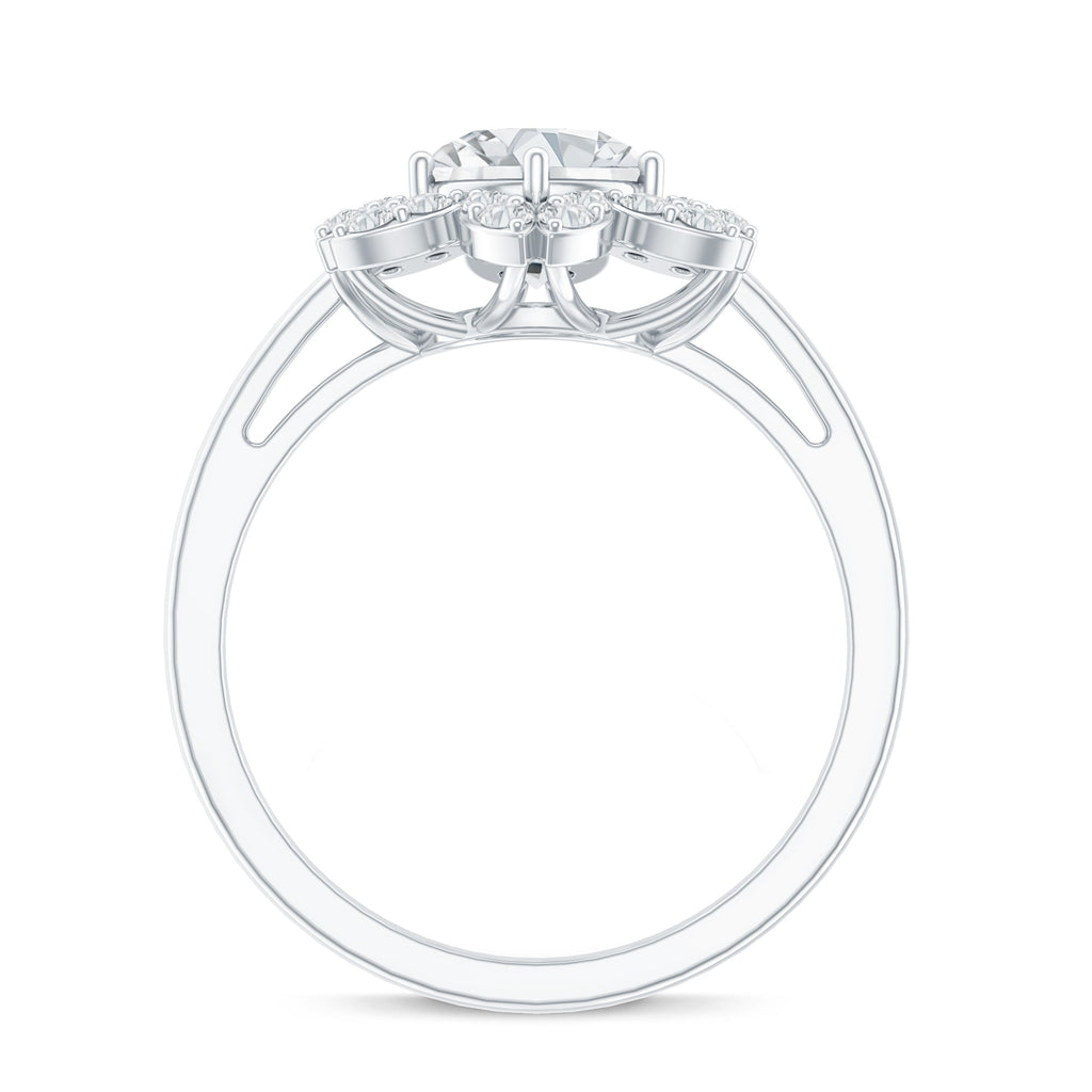 Moissanite Flower Halo Ring – Certified Sparkling Engagement Jewelry for Women
