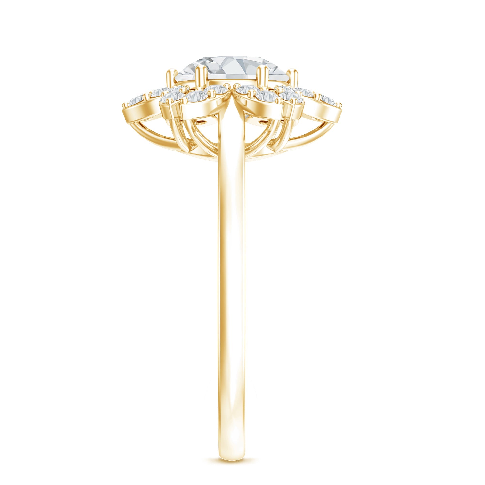 Moissanite Flower Halo Ring – Certified Sparkling Engagement Jewelry for Women