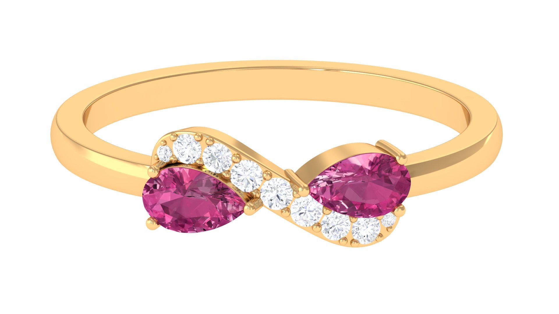Pink Tourmaline Ring – Infinity Promise Band With Sparkling Diamond Prong Setting