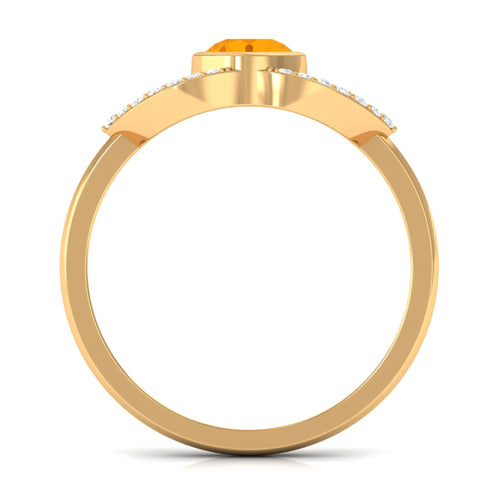 0.4 Carat Fire Opal and Diamond Split Shank Engagement Ring