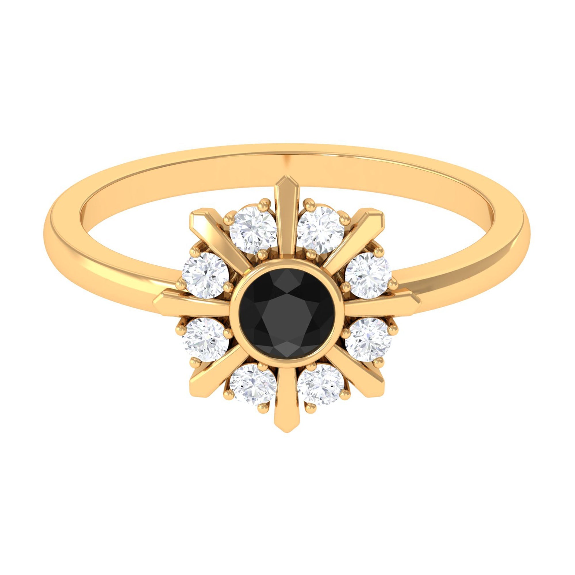 0.4 Carat Black Spinel and Diamond Statement Ring